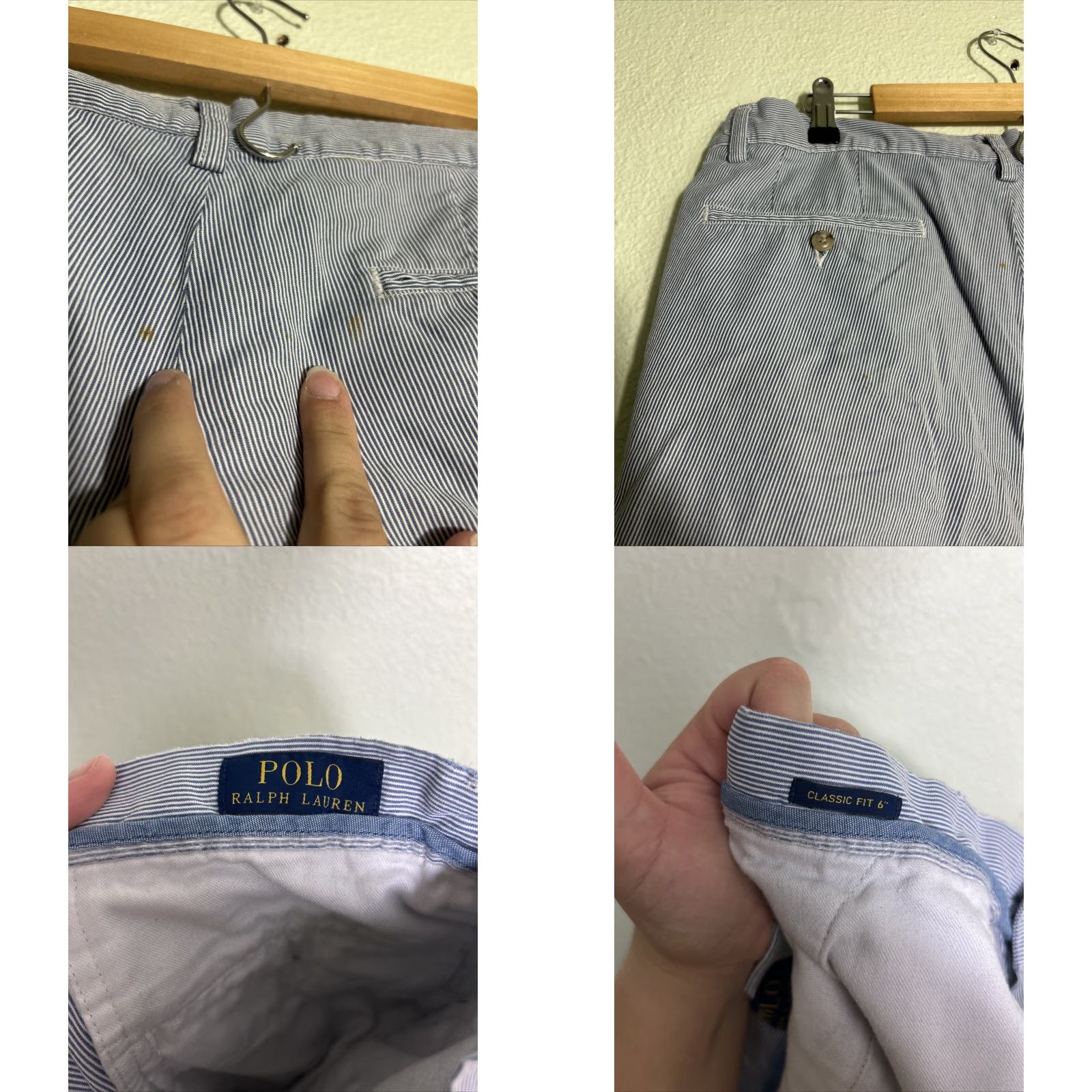 Polo Ralph Lauren VINTAGE Polo Ralph Lauren Mens Shorts 34 Chino Blue White Striped 100% Cotton Mens Size US S / EU 44-46 / 1 - 9 Thumbnail