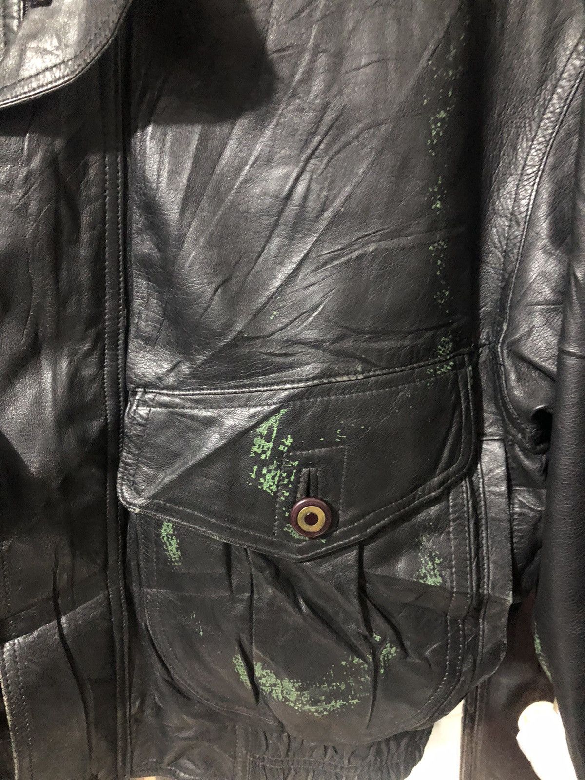 Vintage VINTAGE BLACK LEATHER JACKET PERL STEIN Size US M / EU 48-50 / 2 - 5 Thumbnail