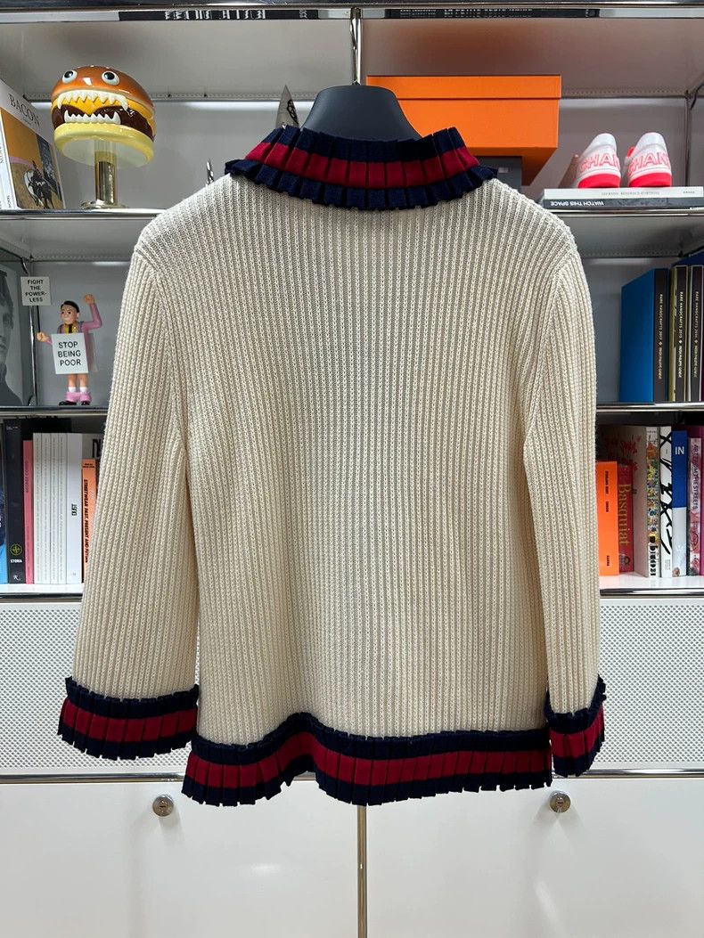 Gucci Gucci Baby's same red and blue striped lace beige wool knit Size US S / EU 44-46 / 1 - 5 Thumbnail