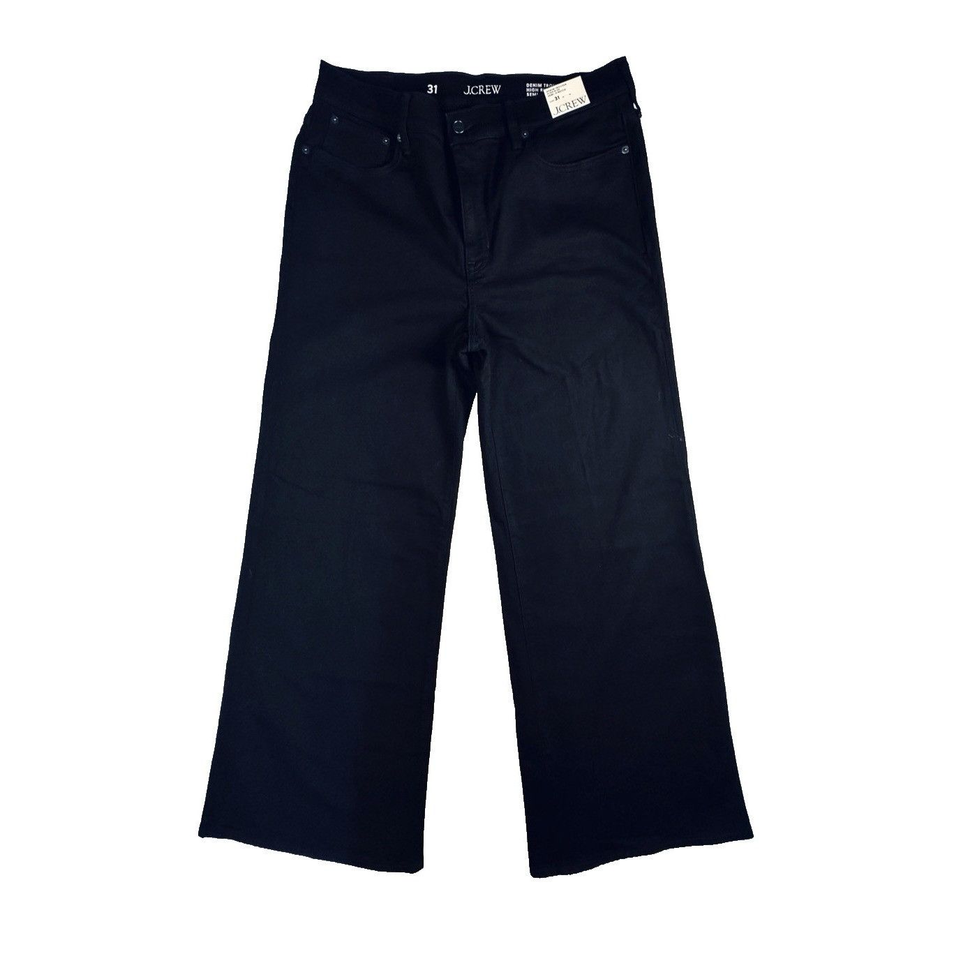 J.Crew J.Crew Womens Denim Trouser Wide Leg Jean Black High Rise Sz Size 31" - 2 Thumbnail