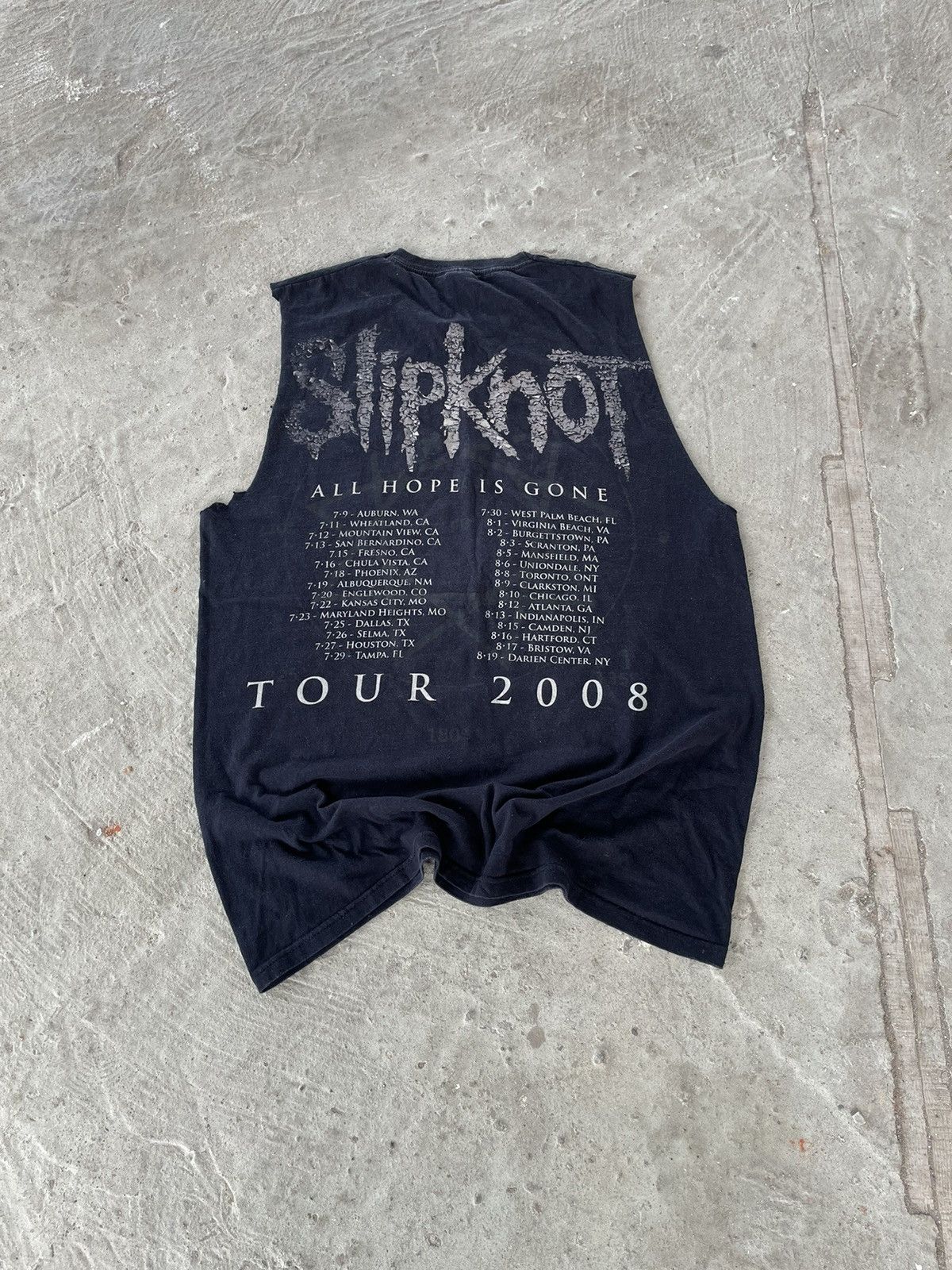 Band Tees × Vintage Vintage 2008 Slipknot Rock Metal Distressed Tour Tank Top Size US L / EU 52-54 / 3 - 5 Thumbnail