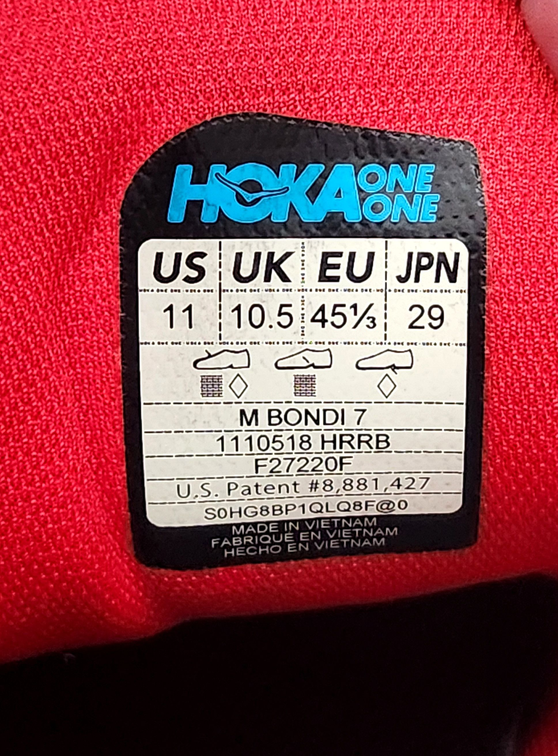 Hoka HOKA ONE ONE Bondi 7 High Risk Red 1110518-HRRB RARE SZ 11 Size US 11 / EU 44 - 12 Thumbnail