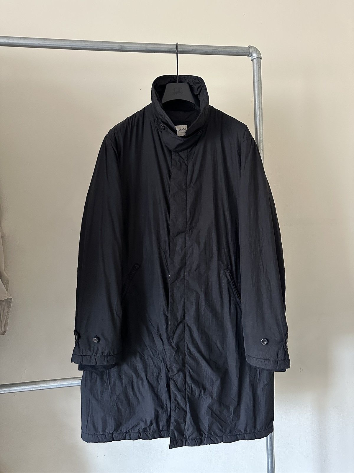 Armani Collezioni 2000s Armani Collezioni Water Repellent Nylon Long Jacket Size US L / EU 52-54 / 3 - 1 Thumbnail