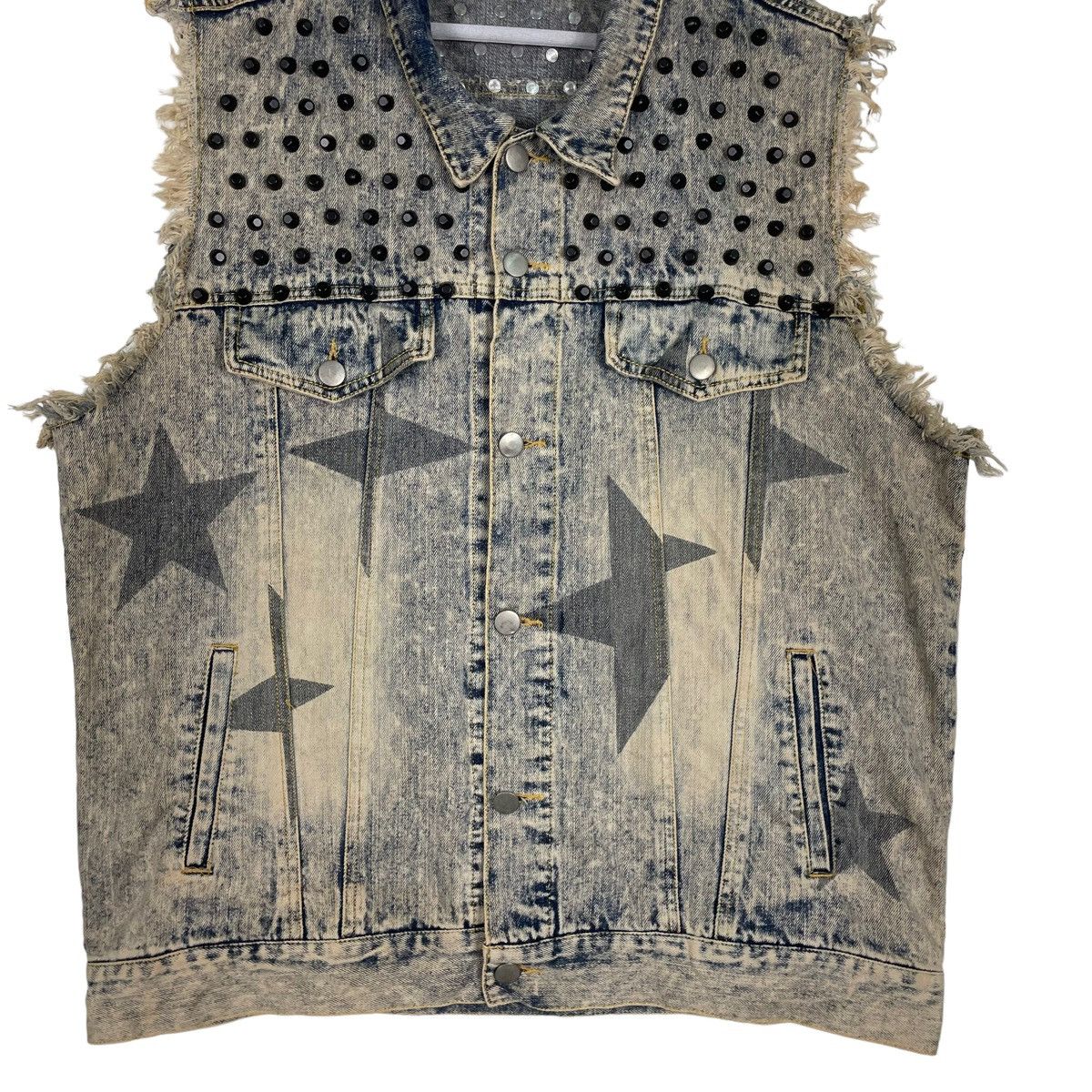 Japanese Brand 💥JAPAN GLAD NEWS DENIM STUD SLEEVELESS JACKET Size US L / EU 52-54 / 3 - 5 Thumbnail
