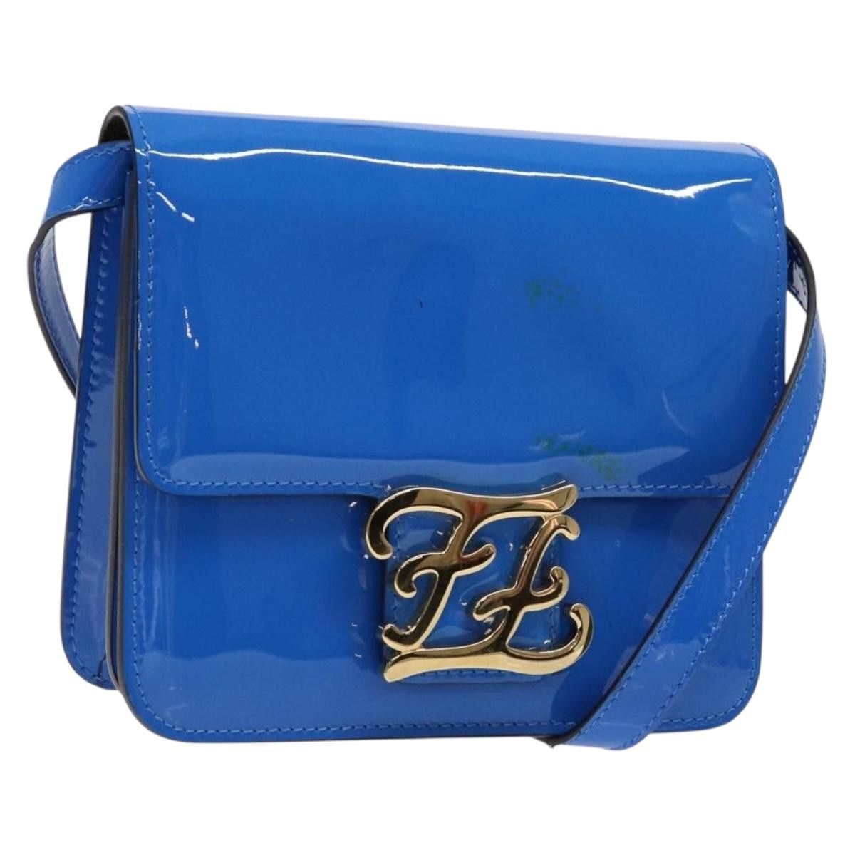 Fendi FENDI Curligraphy Shoulder Bag Patent Leather Blue Size ONE SIZE - 1 Thumbnail