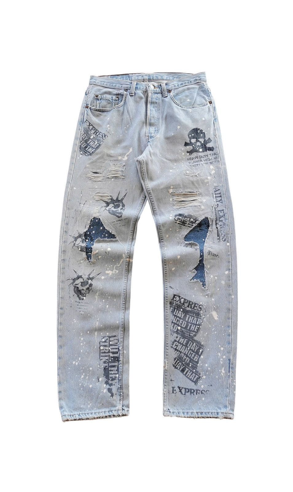 Levi's Levi’s 501 Custom Vintage Jeans Graffiti Stencil Art 1990s Size US 32 / EU 48 - 1 Thumbnail