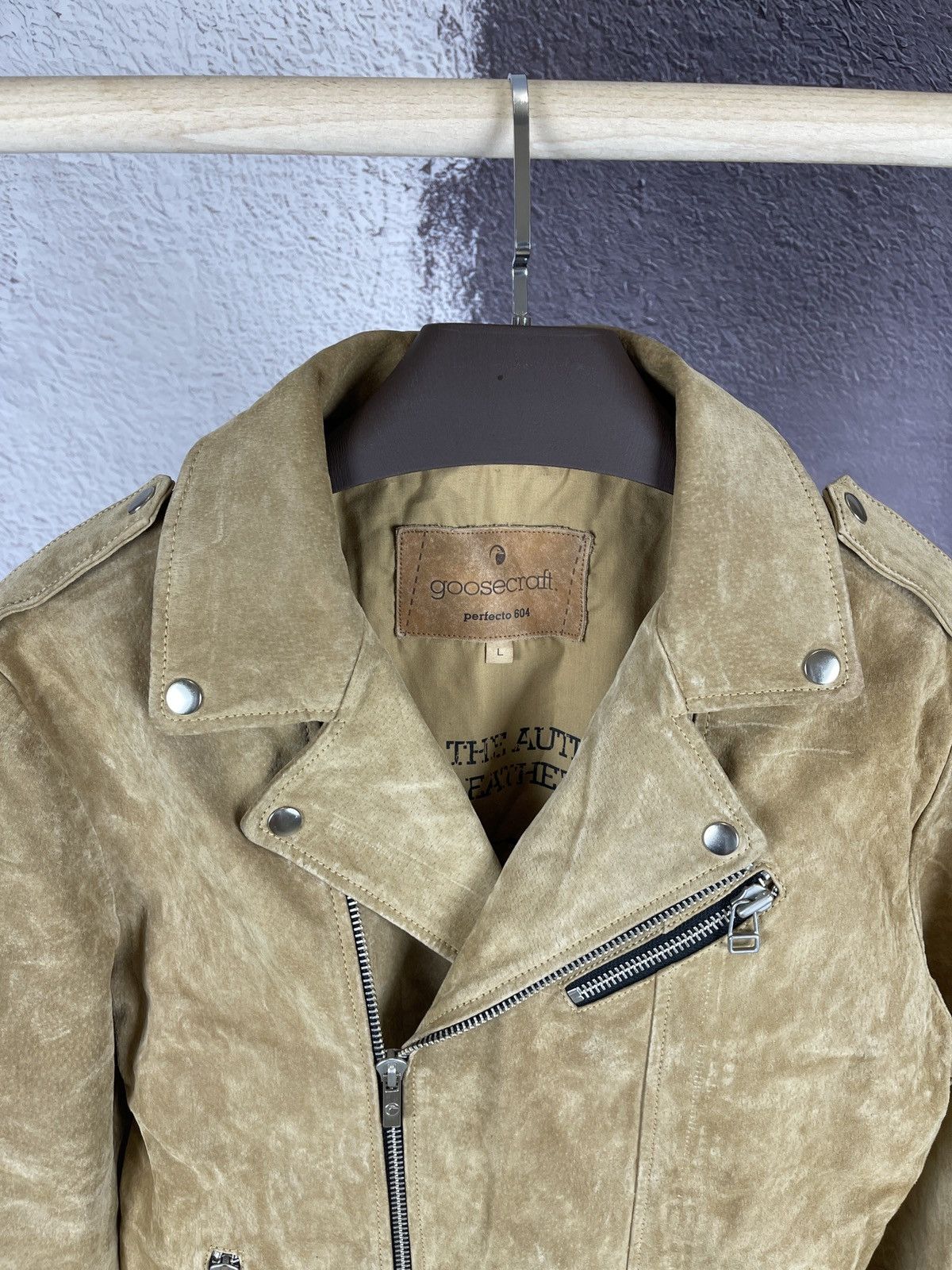 Genuine Leather Goosecraft brown Simpson JR suede leather motorcycle jacket Size US L / EU 52-54 / 3 - 9 Thumbnail