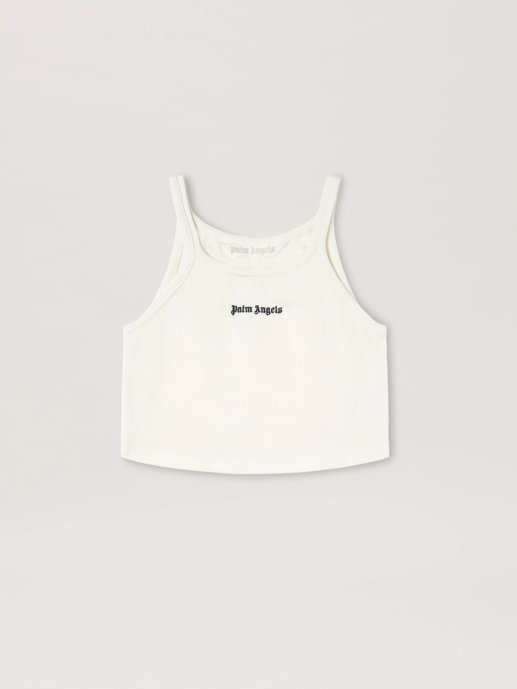 Palm Angels o1s22i1n0824 Embroidered Logo Crop Top in White Size M / US 6-8 / IT 42-44 - 1 Thumbnail