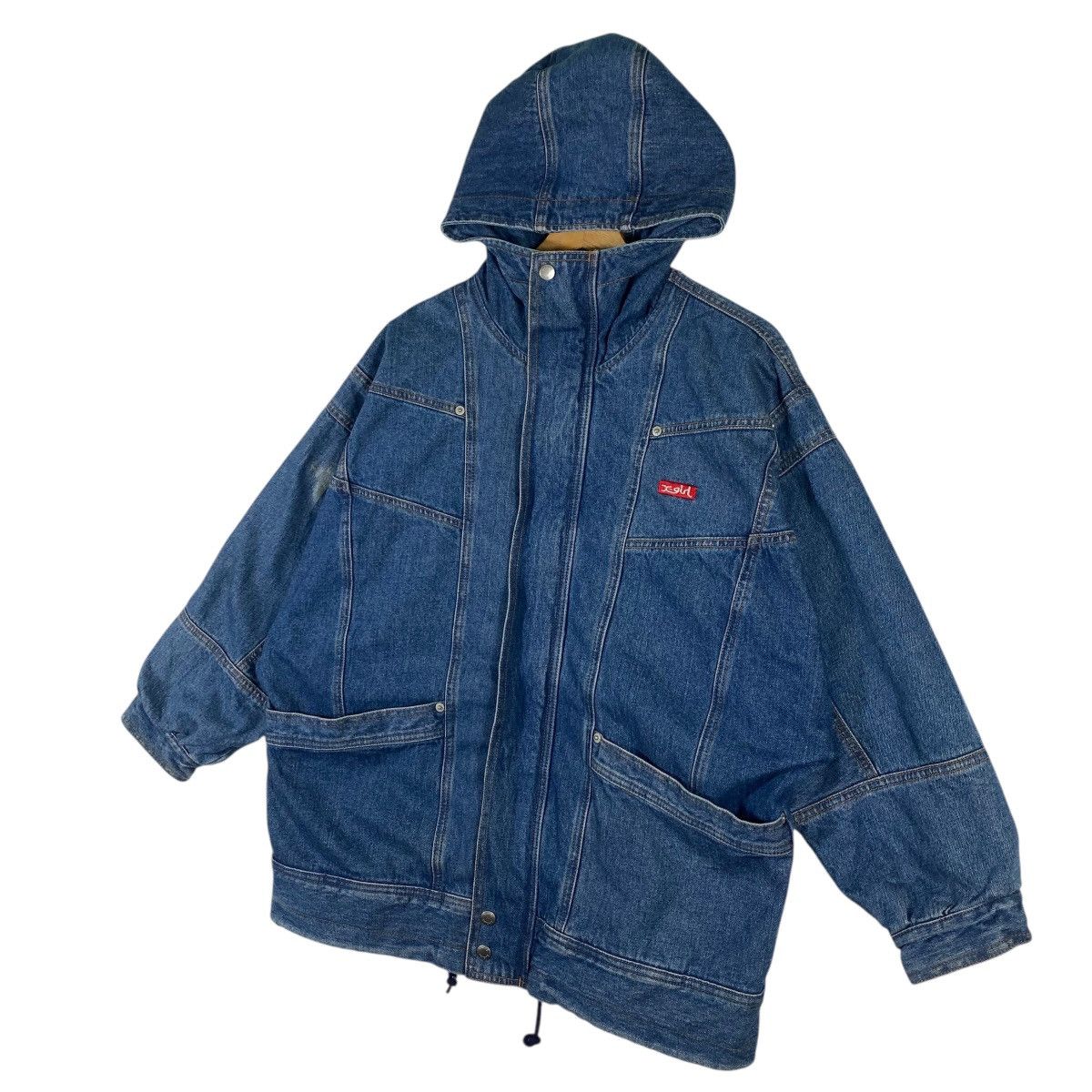X-Girl Vintage X-Girl Denim Blouson Hoodie Zipper/Button Jacket Size XL / US 12-14 / IT 48-50 - 2 Thumbnail