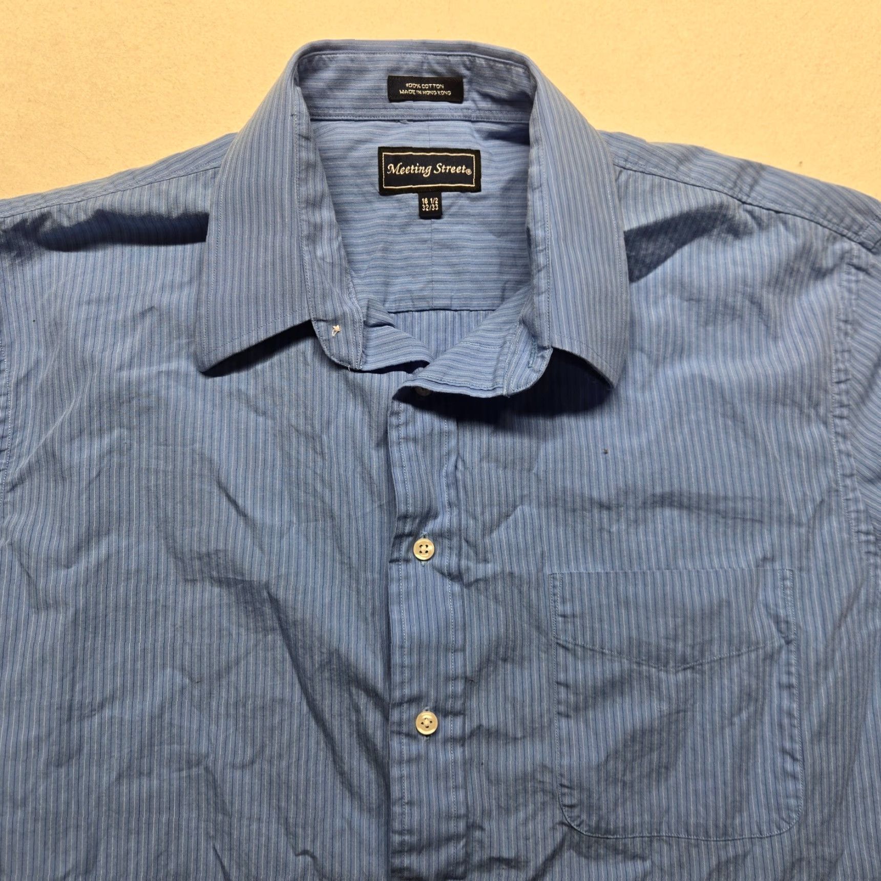 Vintage VINTAGE Meeting Street Dress Shirt Shirt Adult 16.5 Blue Striped Button Up 32/33 Mens Size 42R - 2 Thumbnail