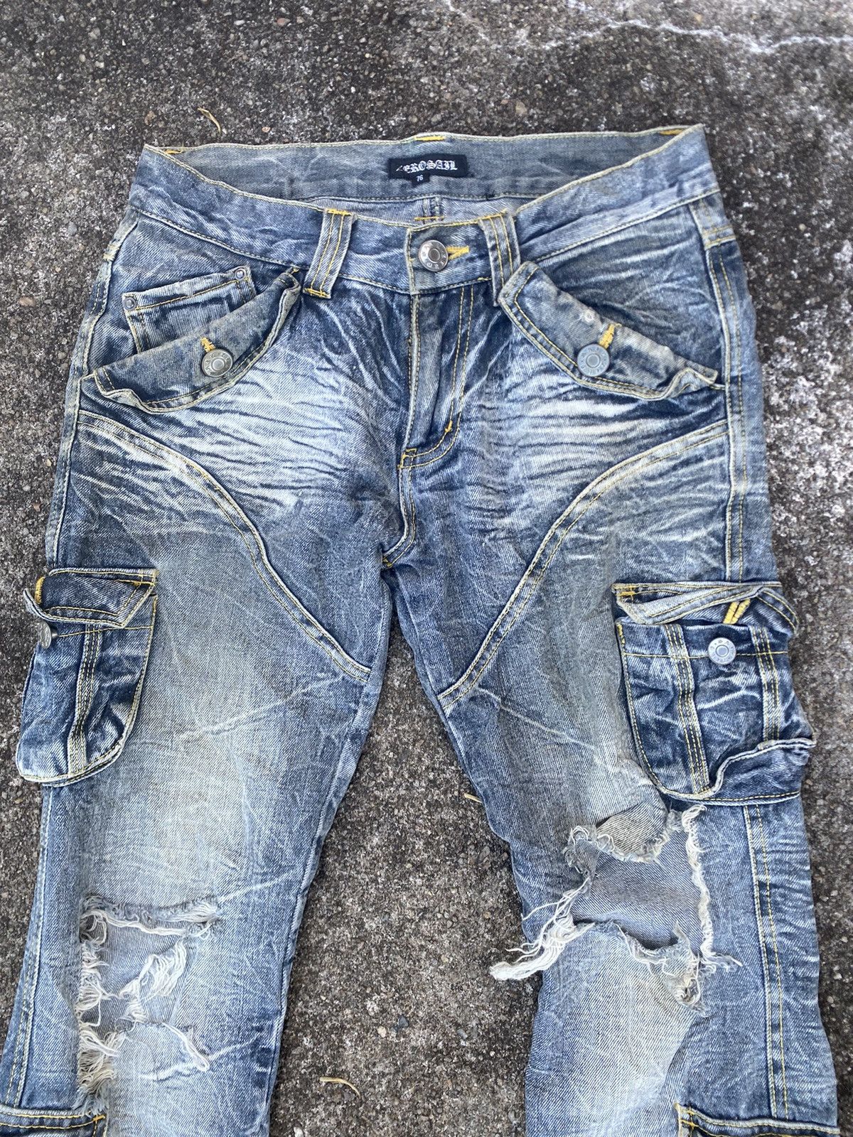 Japanese Brand Zerosail distressed tactical jeans ripped knee punk style Size US 30 / EU 46 - 3 Thumbnail