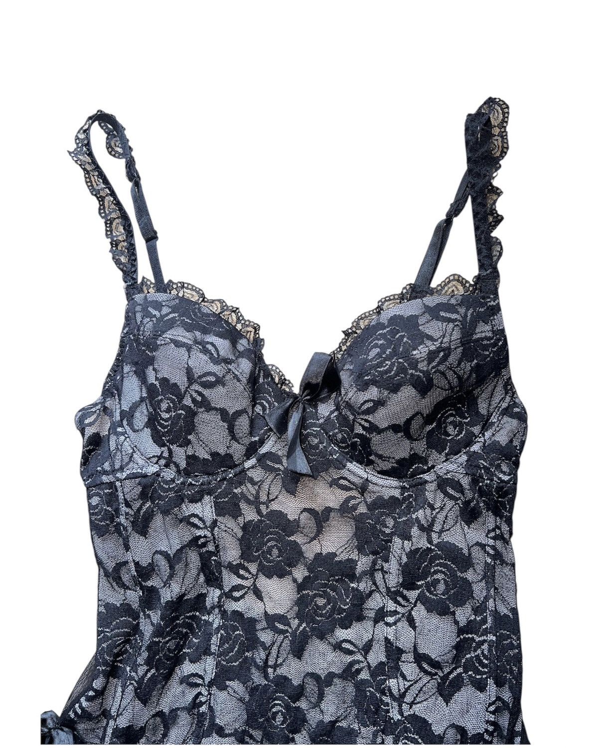 Vivienne Westwood Vintage gray rose lace garters bustiers corset 🥀 Size S / US 4 / IT 40 - 4 Thumbnail