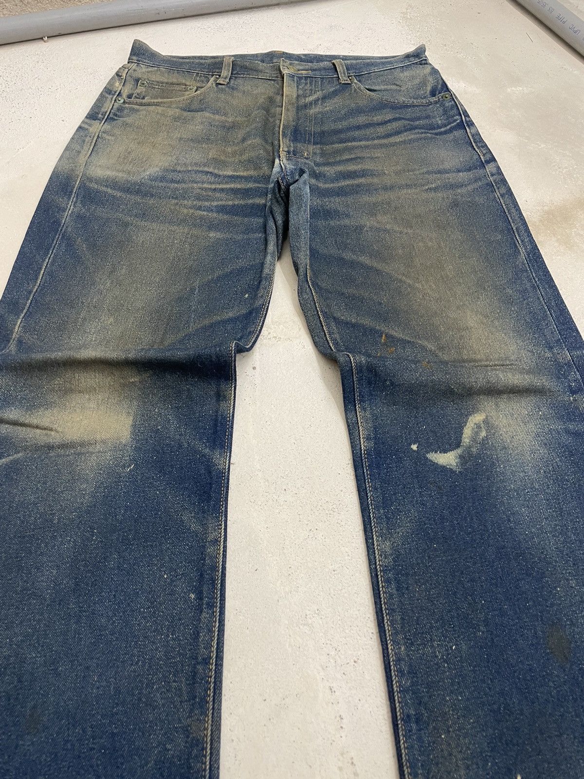 20471120 Work & Street Boys Mud Wash Y2k Distressed Japan Denim A30 Size US 33 - 5 Thumbnail