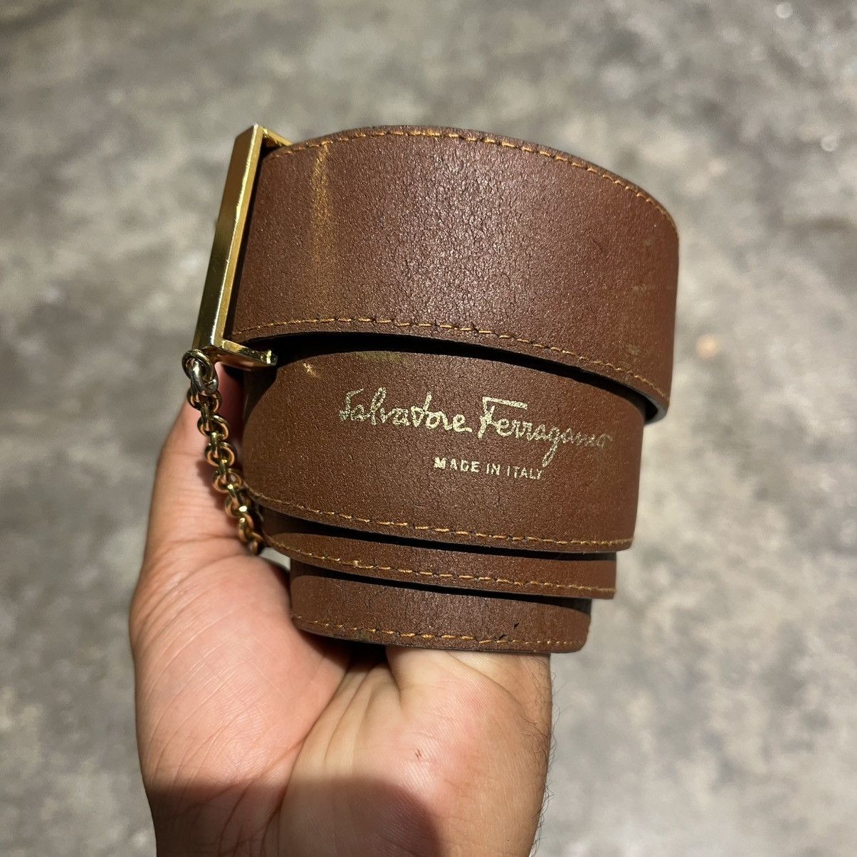 Salvatore Ferragamo Salvatore Ferragamo Tan Leather Belt w/ Gold Hardware Size ONE SIZE - 5 Thumbnail