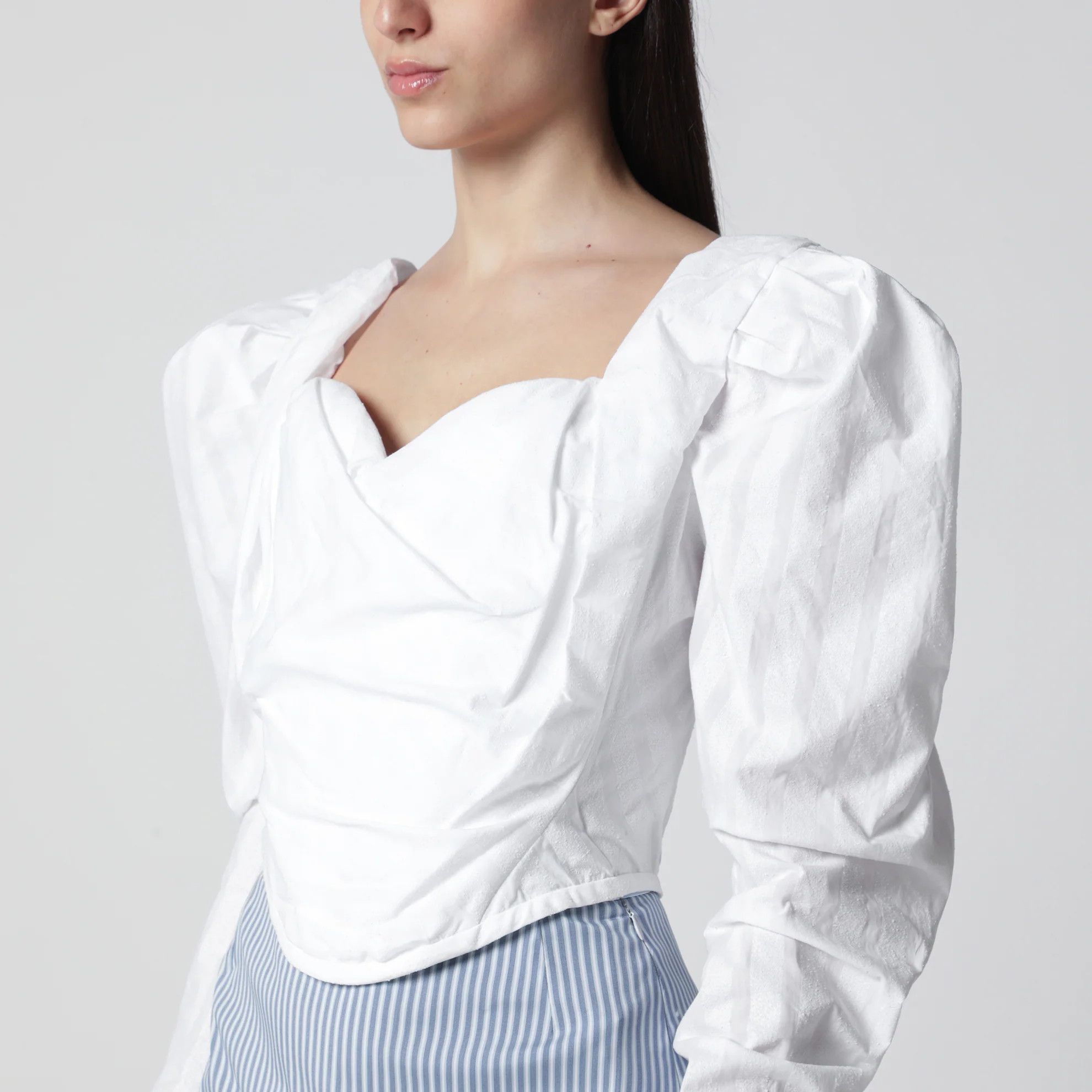 Vivienne Westwood o1d2blof0526 Sunday Corset Cotton Top in White Size S / US 4 / IT 40 - 4 Thumbnail