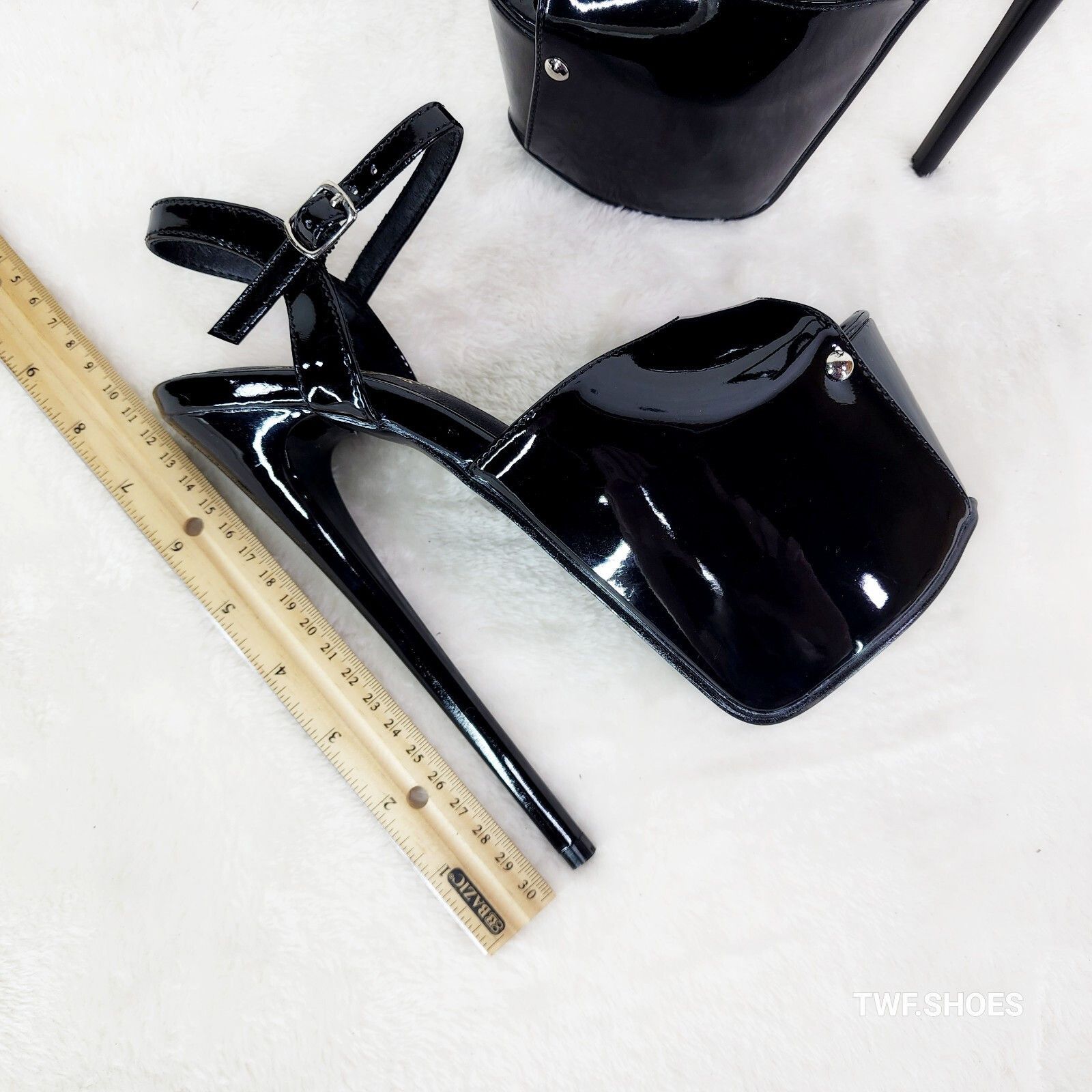 Other Black Patent 7" Stiletto Platform High Heel Shoes Size US 7 / IT 37 - 8 Thumbnail