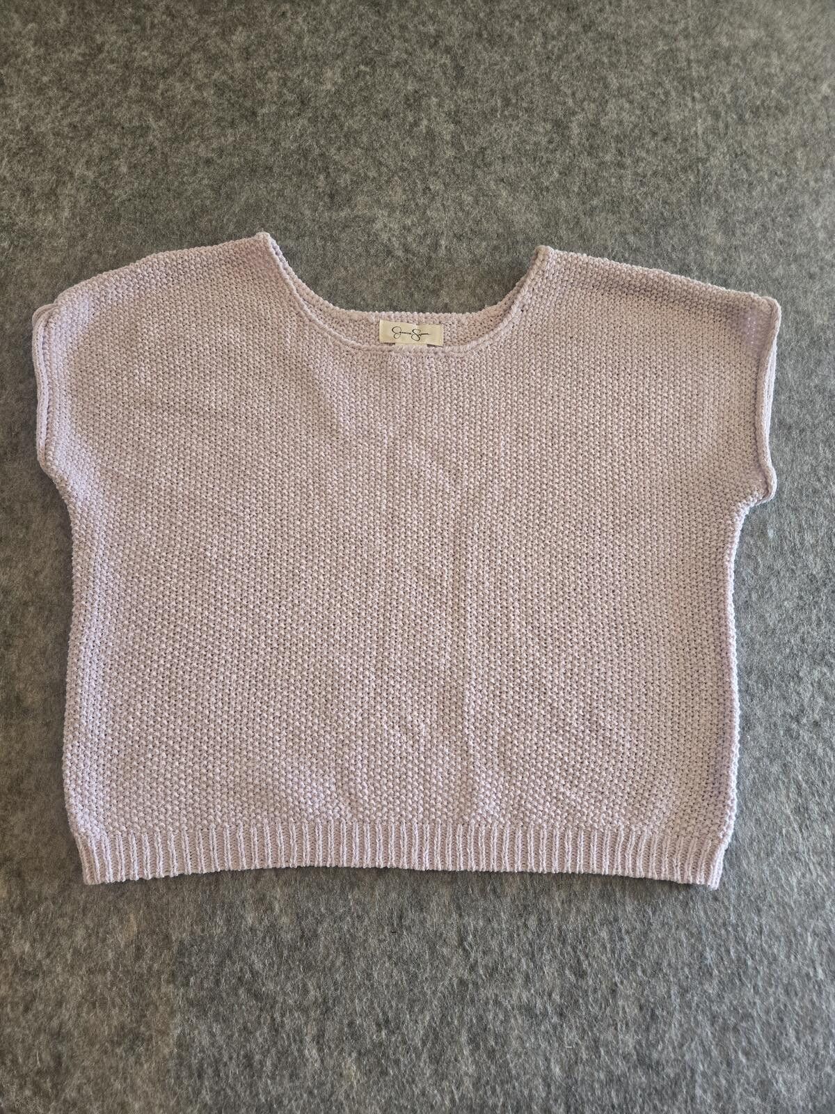 Other Short Sleeve Knit Sweater Top Lilac Sz L Pastel CottageCore Size L / US 10 / IT 46 - 2 Thumbnail