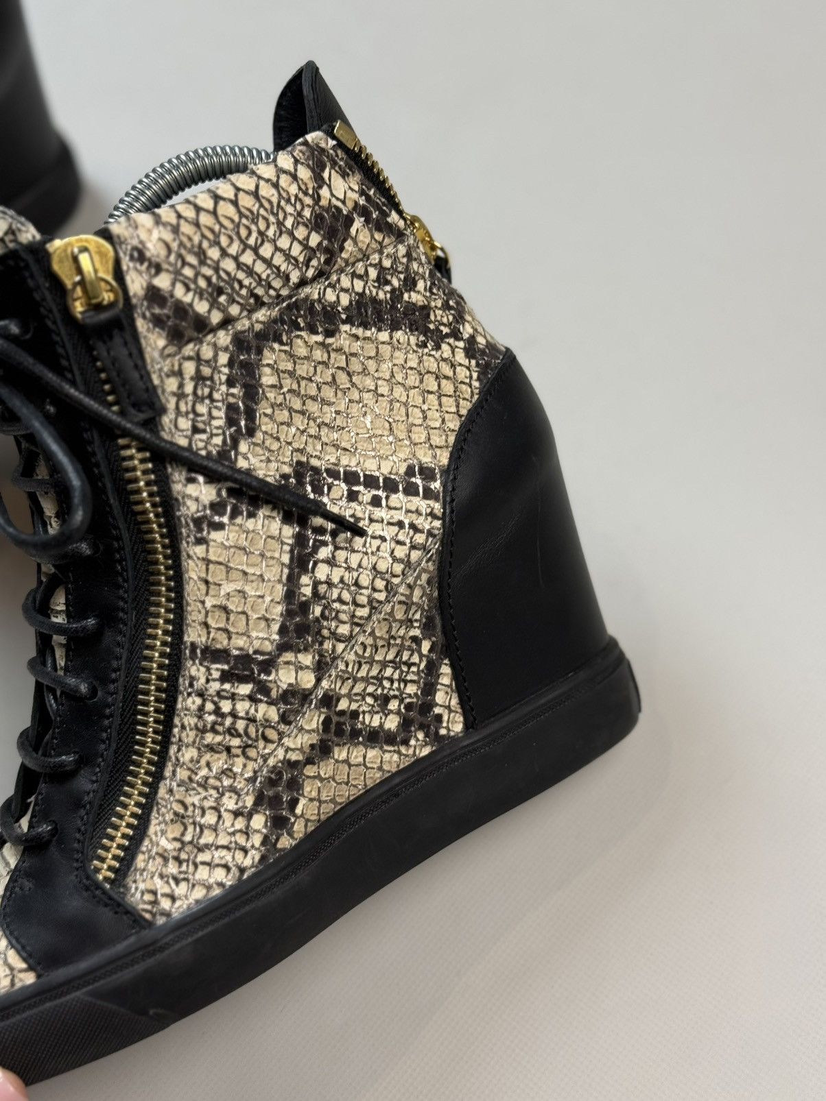 Giuseppe Zanotti Zanotti Python Embossed Leather Coby High Top Sneakers Shoes Size US 8.5 / IT 38.5 - 14 Thumbnail