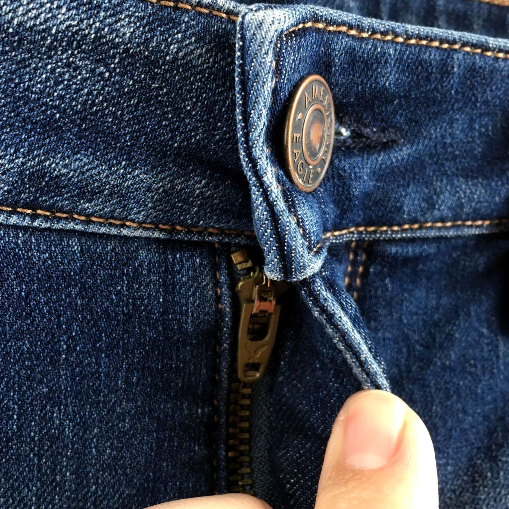 American Eagle Outfitters American Eagle Outfitters Jeans Womens 8 Long Blue Skinny Distressed Raw Hem Stretch Denim Jeans Womens Size 30" / US 8 / IT 44 - 5 Thumbnail