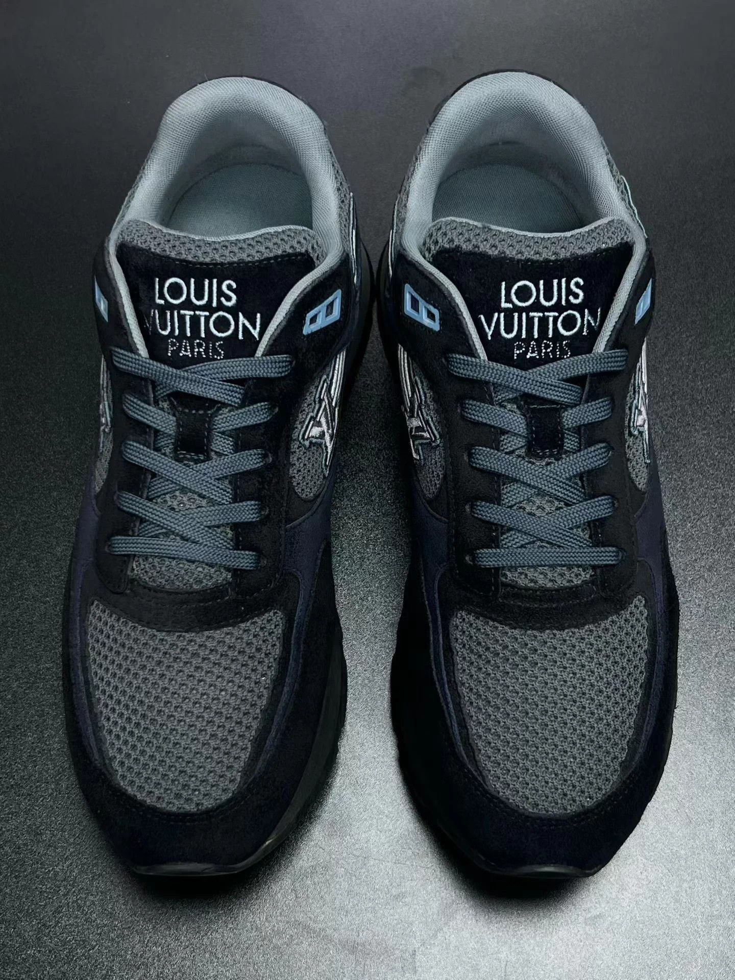 Louis Vuitton LV RUNAWAY Blue Black Suede UK10 44 Size US 11 / EU 44 - 3 Thumbnail