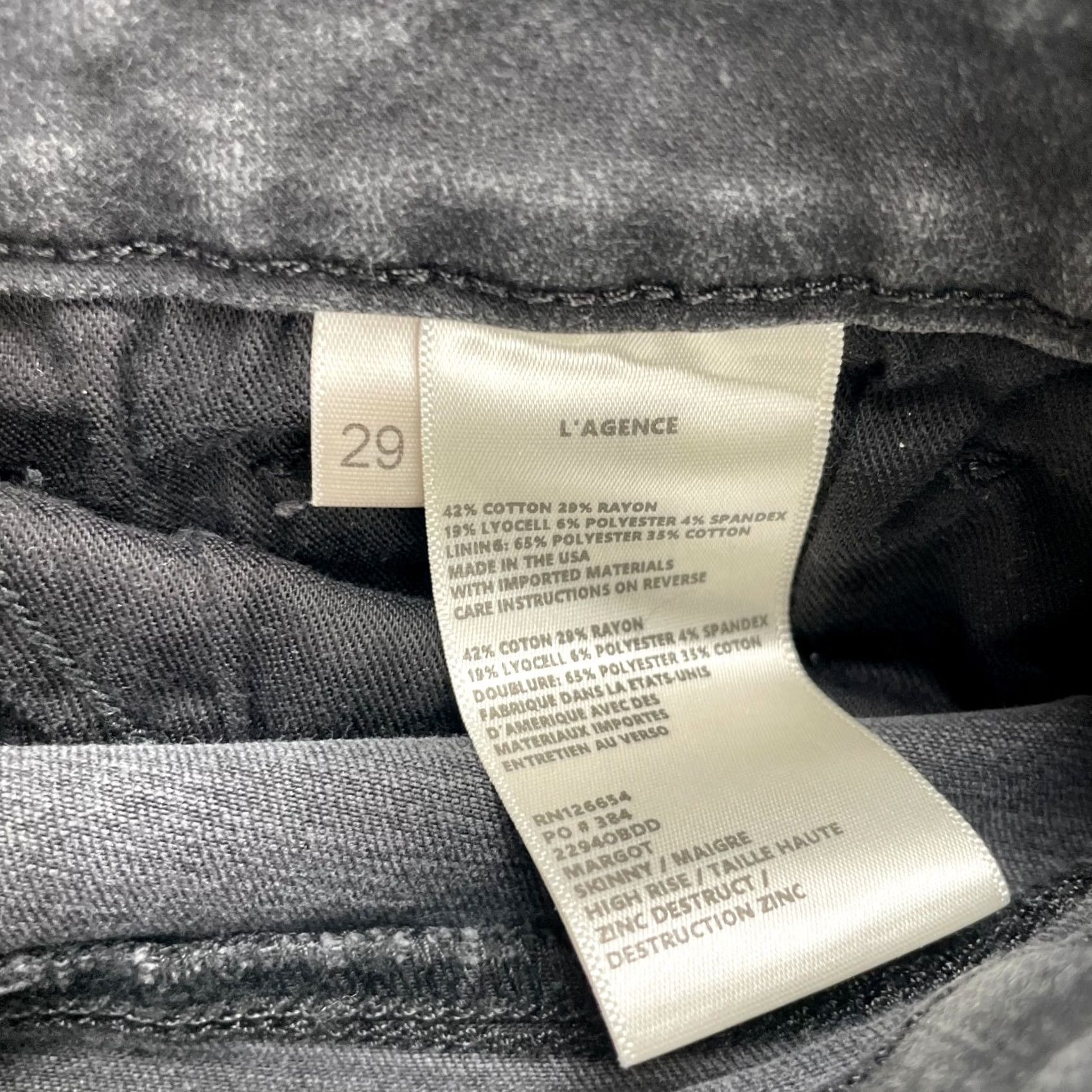 L'AGENCE VINTAGE L'AGENCE Jeans Womens 29 Black Skinny High Rise Cotton USA Made City Preppy Mens Womens Size 28" / US 6 / IT 42 - 4 Thumbnail