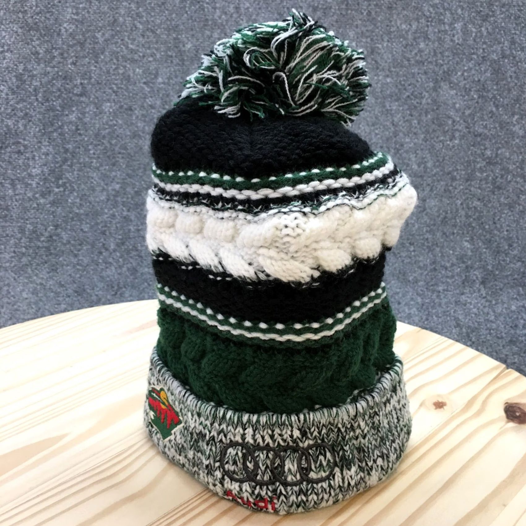 Vintage Minnesota Wild Sport Tek Pompom Beanie Hat Mens Green OS Embroidered Logo Knit Size ONE SIZE - 2 Thumbnail