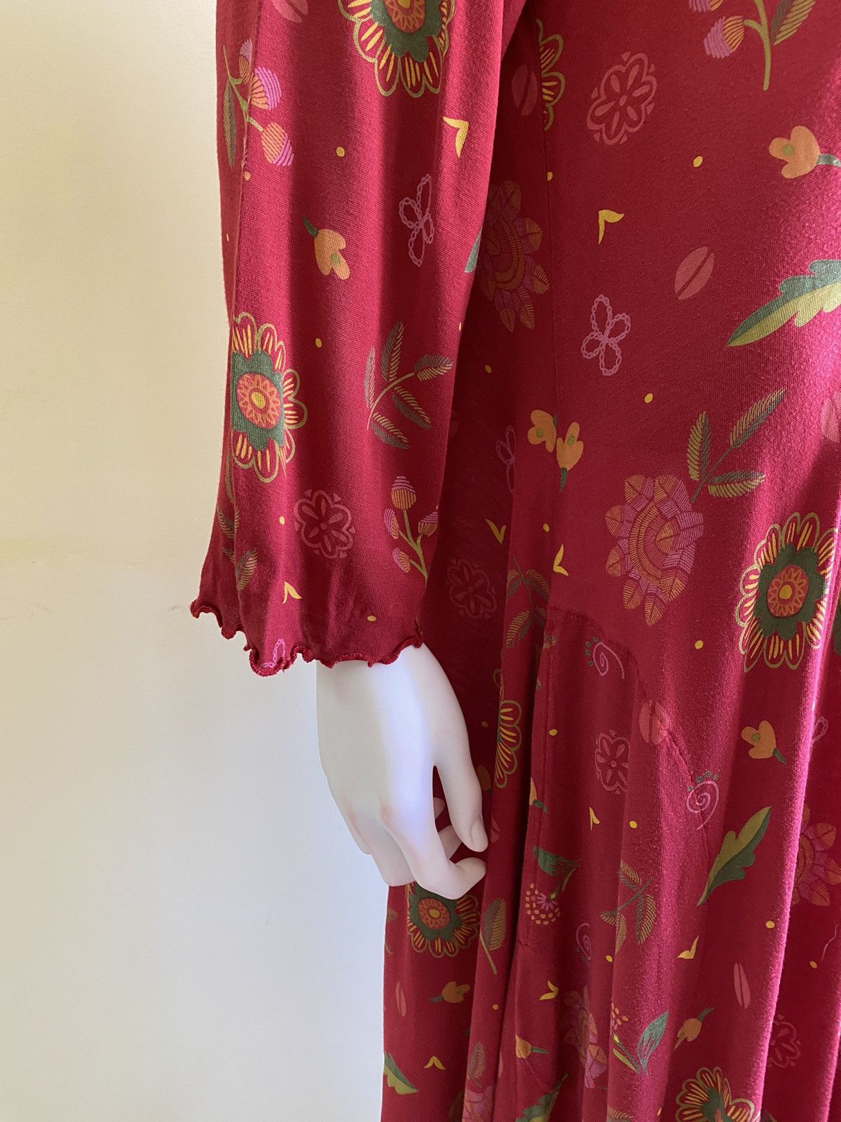 Gudrun Sjoden Gudrun Sjoden Red Floral Long Sleeve Maxi Dress Size L Size L / US 10 / IT 46 - 6 Thumbnail