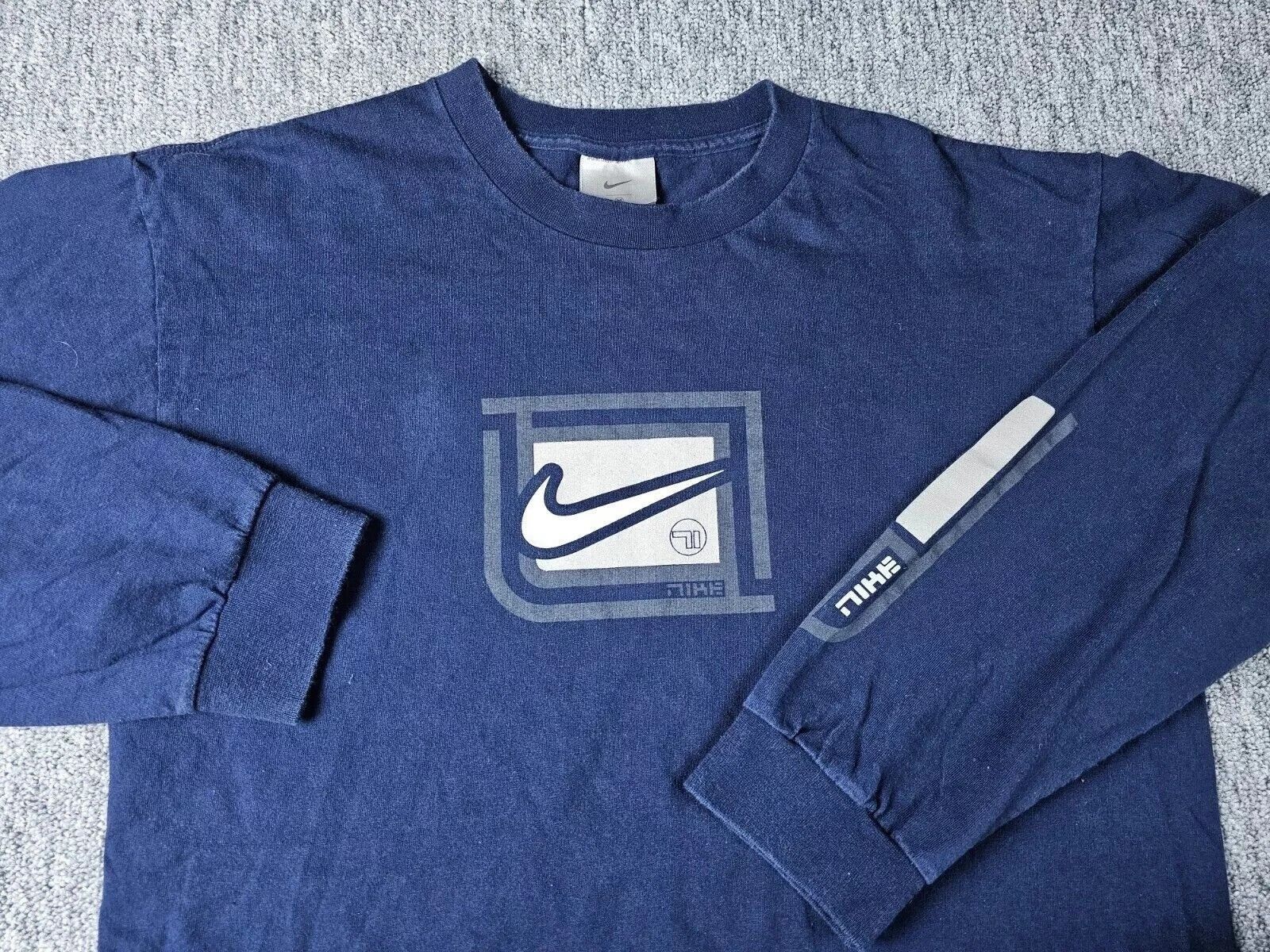 Nike Nike Center Logo Sweatshirt Vintage 90s USA Blue M Pullover Size US M / EU 48-50 / 2 - 2 Thumbnail