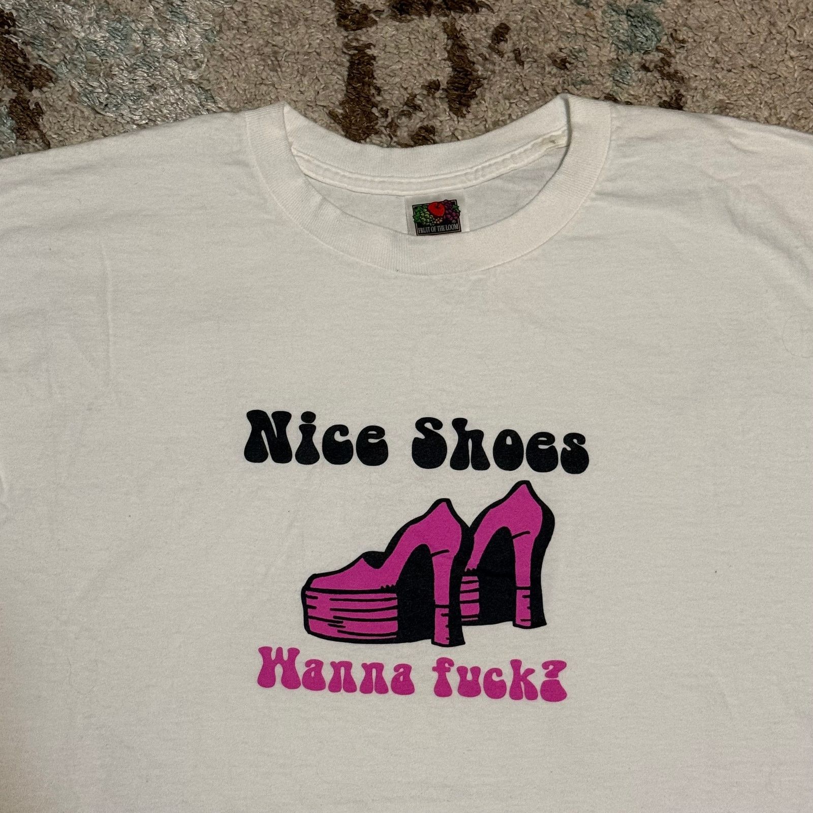 Fruit Of The Loom Nice Shoes Wanna Fuck? Vintage Shirt Size XL Sex Lewd Comedy Size US XL / EU 56 / 4 - 1 Thumbnail