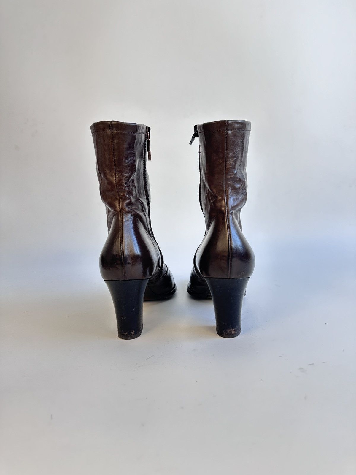 Other Alberto Fermani Brown Leather Ankle Boots Heels Size 37 Size US 7 / IT 37 - 6 Thumbnail