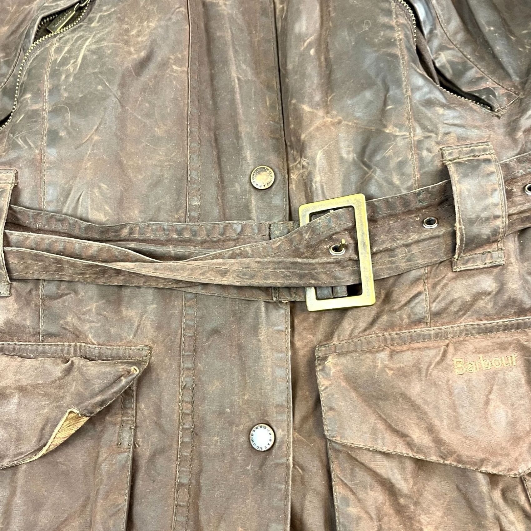 Barbour VINTAGE Barbour Jacket Womens Brown Belted UK 14 Made in England 3 Warrants Casual Cotton Long Sleeve Full Zip Pockets Womens Size XL / US 12-14 / IT 48-50 - 4 Thumbnail
