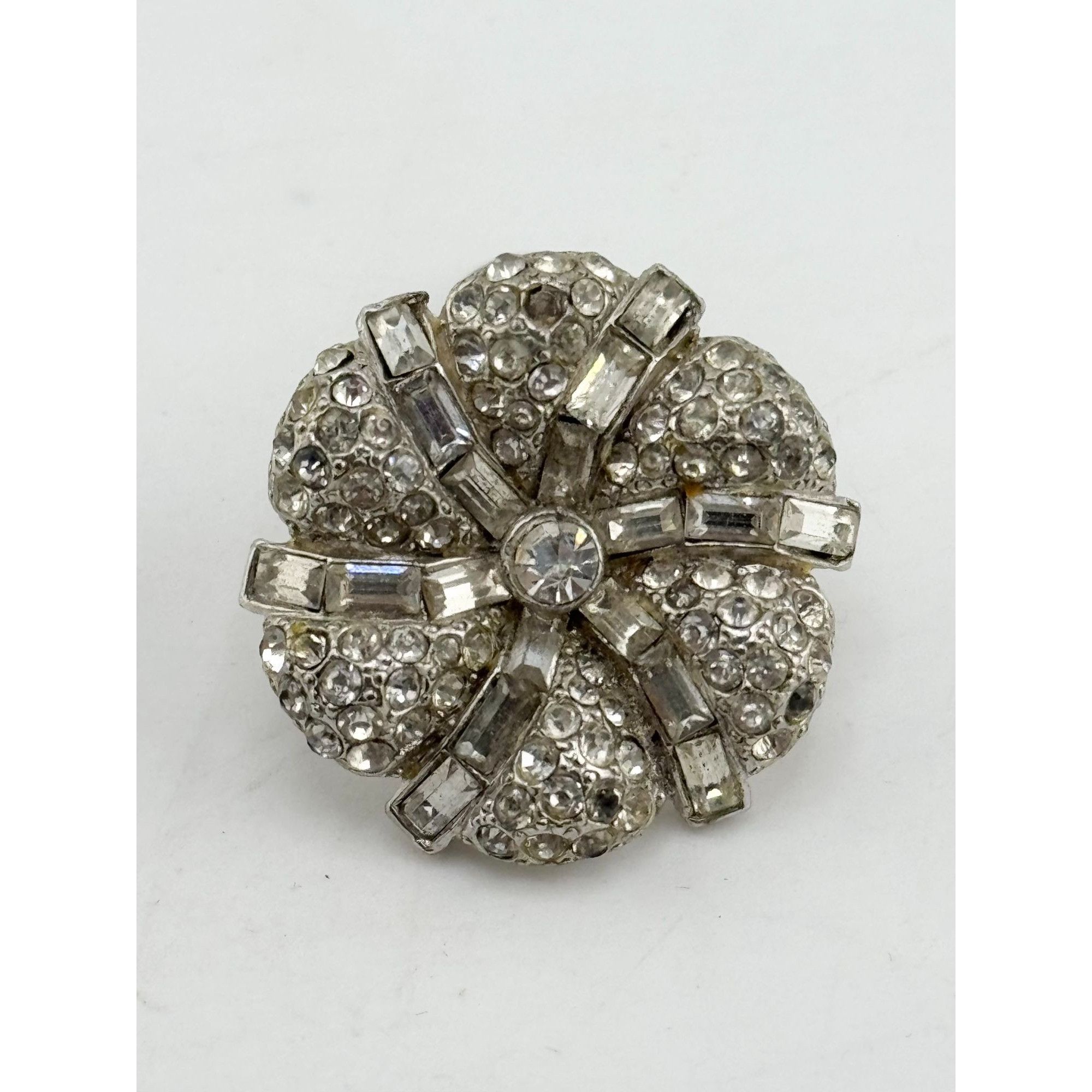 Vintage 1931 Waller Patent 1801128 Art Deco Rhodium Plate Clear Rhin Size ONE SIZE - 4 Thumbnail