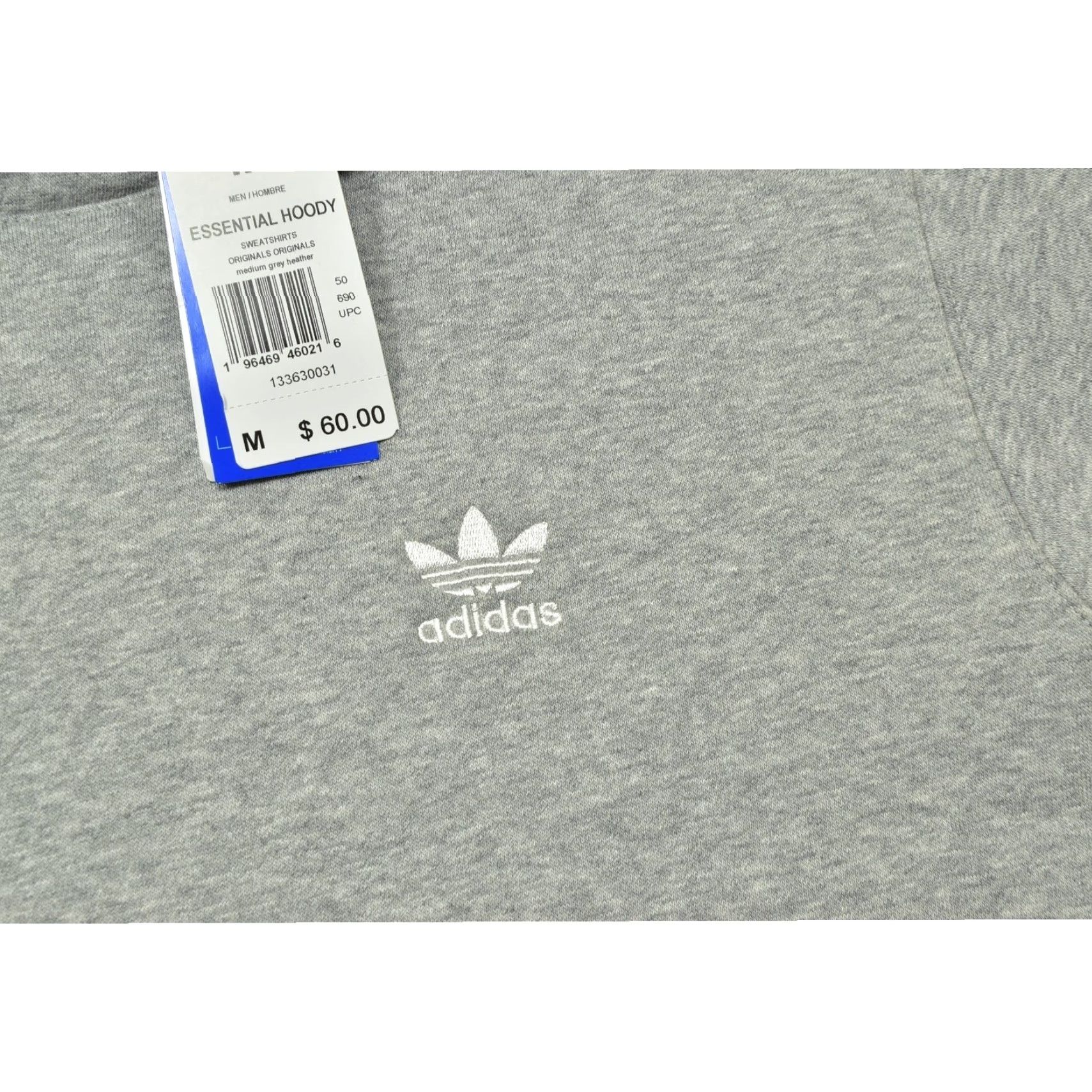 Adidas Adidas Men's Regular Gray Essential Hoody Sweatshirt Trefoil Pullover M Size US M / EU 48-50 / 2 - 7 Thumbnail