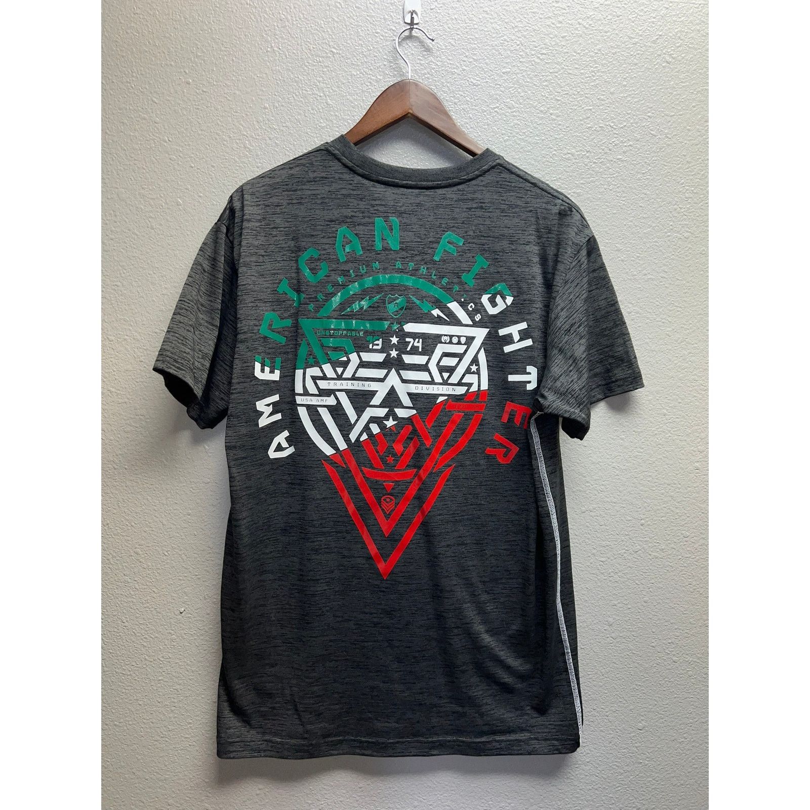 American Apparel American Fighter Shirt Fullerton Gray Red Tee Y2K 2000s Size US L / EU 52-54 / 3 - 7 Thumbnail