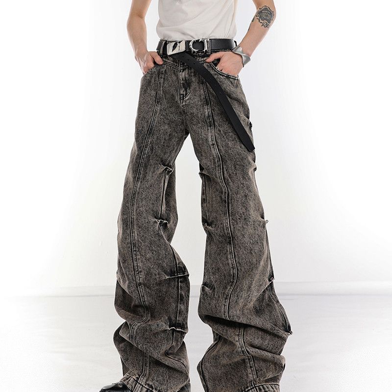 Japanese Brand × Jean Vintage washed distressed micro-flared high-waisted jeans Size US 31 - 4 Thumbnail