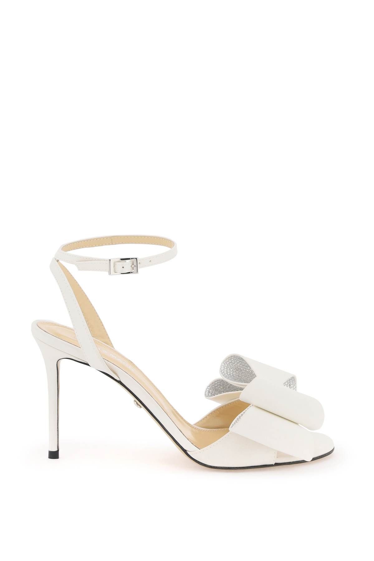 image of Mach&mach Mach E Mach Satin Le Cadeau Sandals With Double Bow in White, Women's (Size 11)
