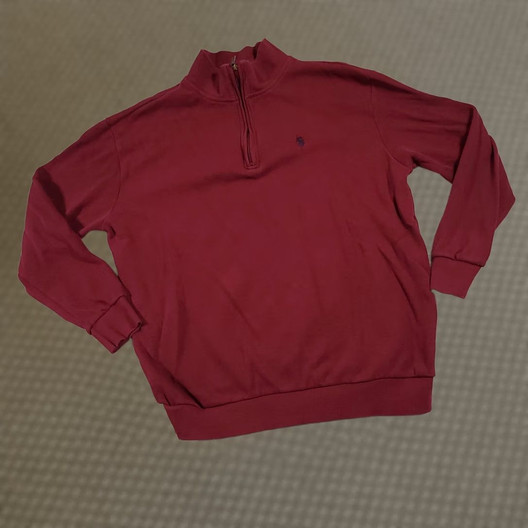 U.S. Polo Assn. U.S. Polo Assn. Sweater Shirt LT Tall Burgundy 1/4 Zip Pullover Mens Heavy Knit Long Sleeve Mock Neck Logo Embroidered Zipper Size US L / EU 52-54 / 3 - 1 Thumbnail