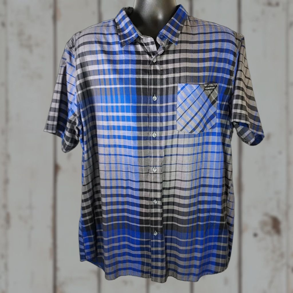 Oakley Oakley Striped Shirt Mens XXL Short Sleeve Button-Down Grey/Black/Blue Plaid Cotton Polyester Knit Pocket Embroidered Casual Rock Size US XXL / EU 58 / 5 - 1 Thumbnail