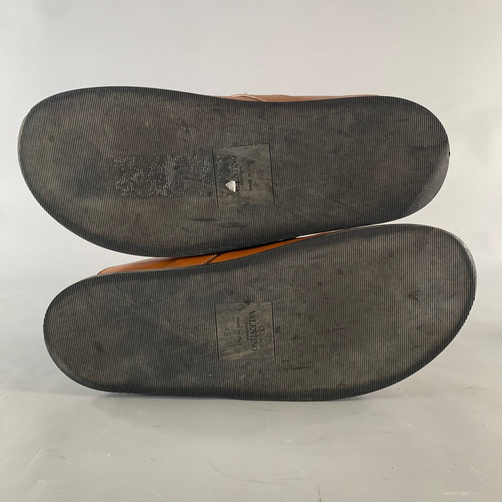 Valentino Size 9 Brown Solid Leather Slip On Sandals Size US 9 / EU 42 - 6 Thumbnail