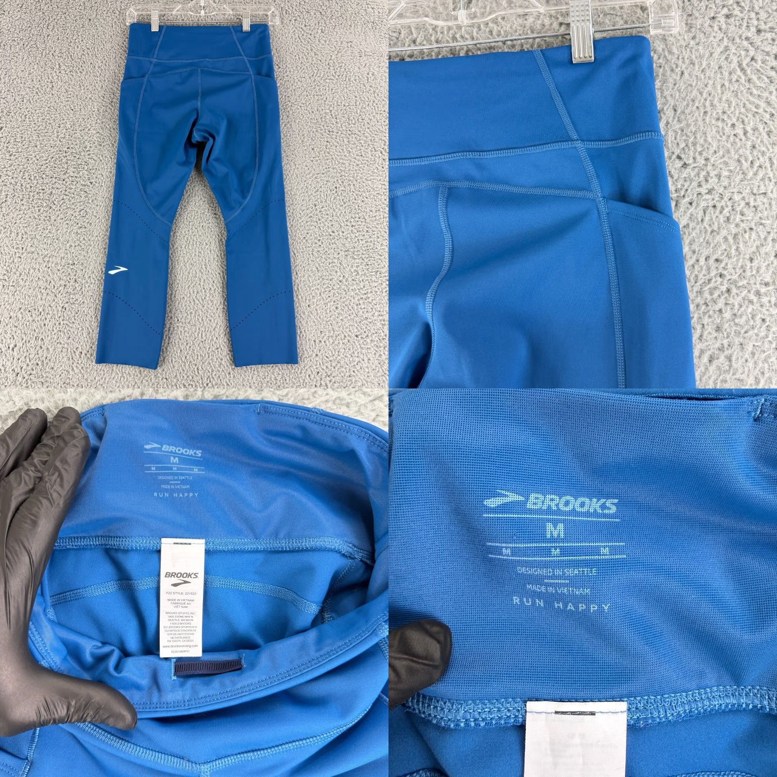 Brooks Brooks Method 3/4 Crop Leggings Womens Medium Blue Pull On Running Sports Gym Size 32" / US 10 / IT 46 - 8 Thumbnail