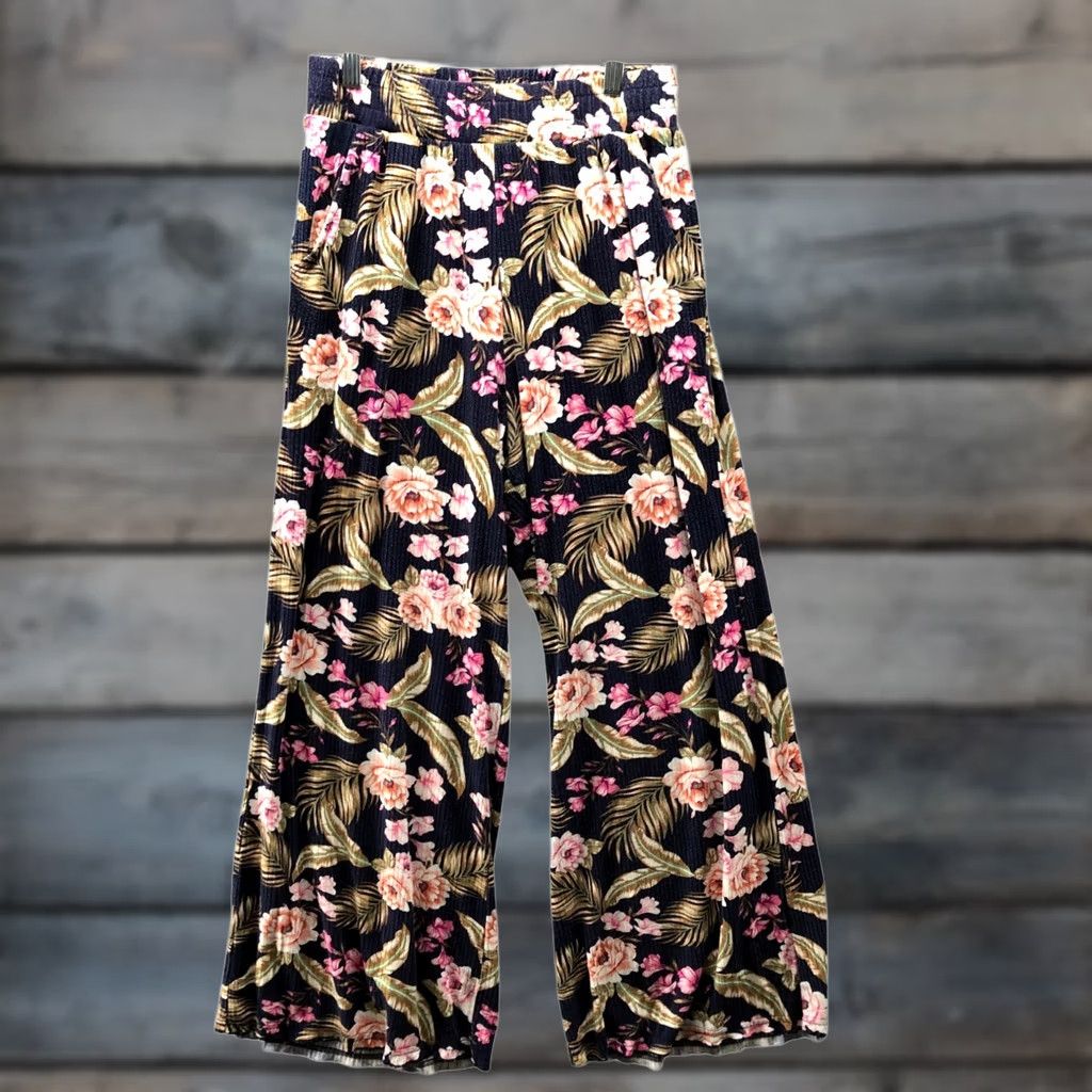 O'Neill O'Neill Pants Womens S Floral Wide Leg Navy Tropical Pull Jersey Knit Size S / US 4 / IT 40 - 1 Thumbnail