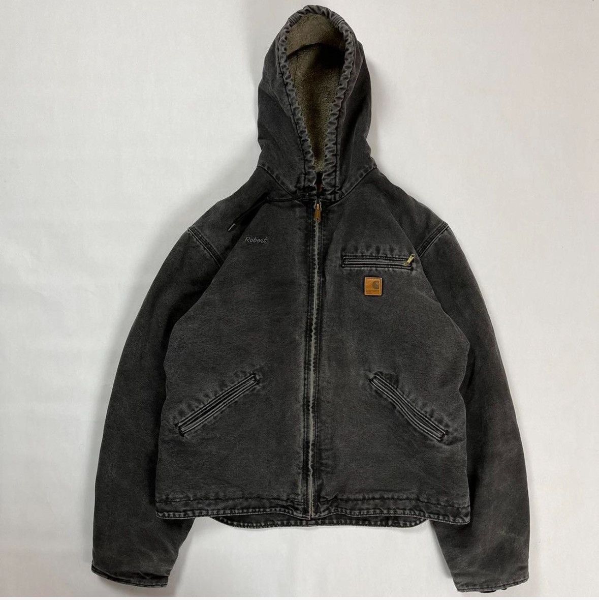 image of Carhartt Hooded Sherpa Lined Jacket in White, Men's (Size Large)