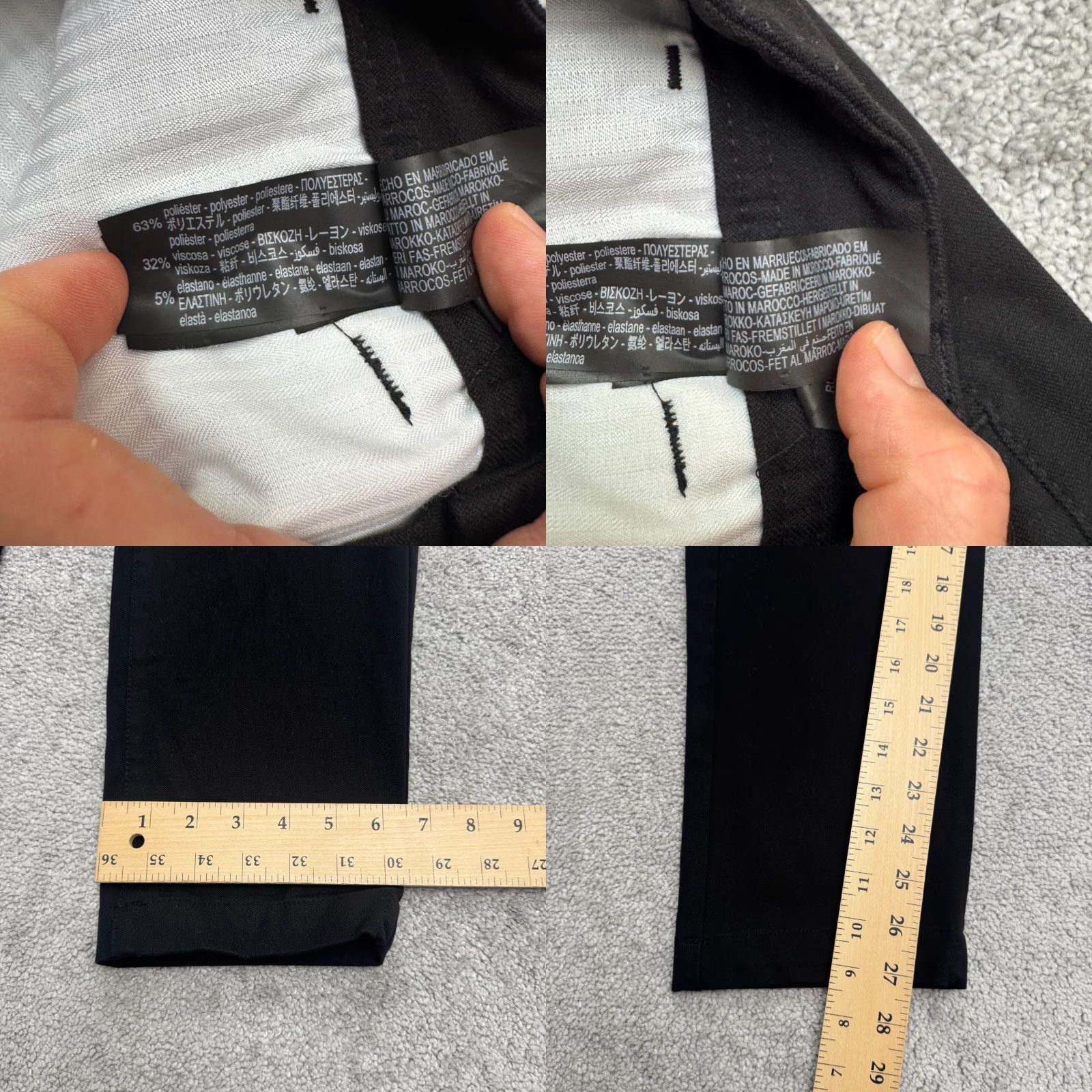 Zara Zara Dress Pants Mens 30 Black Flat Front Straight Leg Cotton Blend Regular Waist 30x27 Size US 30 / EU 46 - 8 Thumbnail