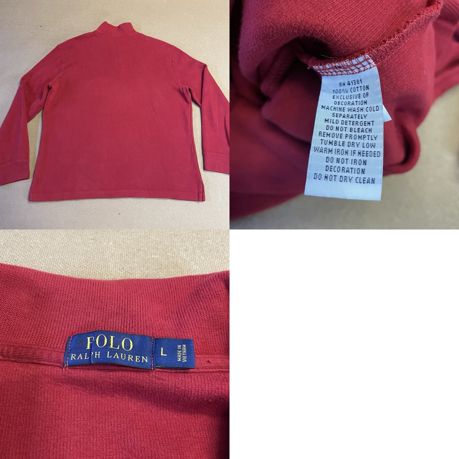 Polo Ralph Lauren Polo Ralph Lauren Sweater Adult Large Red 1/4 Zip Logo Knit Collared Zipper Mens Size US L / EU 52-54 / 3 - 9 Thumbnail