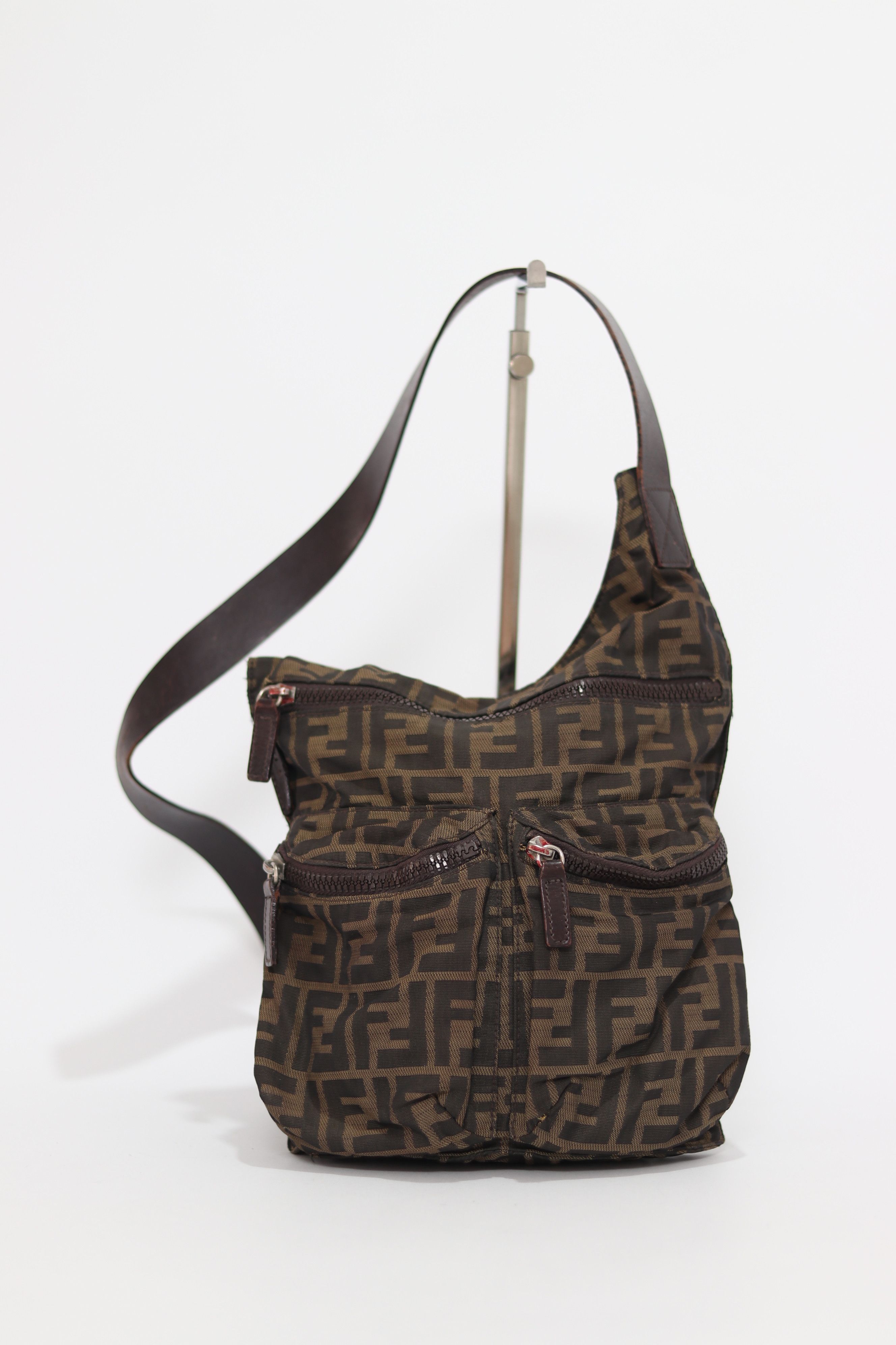 Fendi Brown/tobacco Zucca Nylon Flat Messenger Bag, Men's