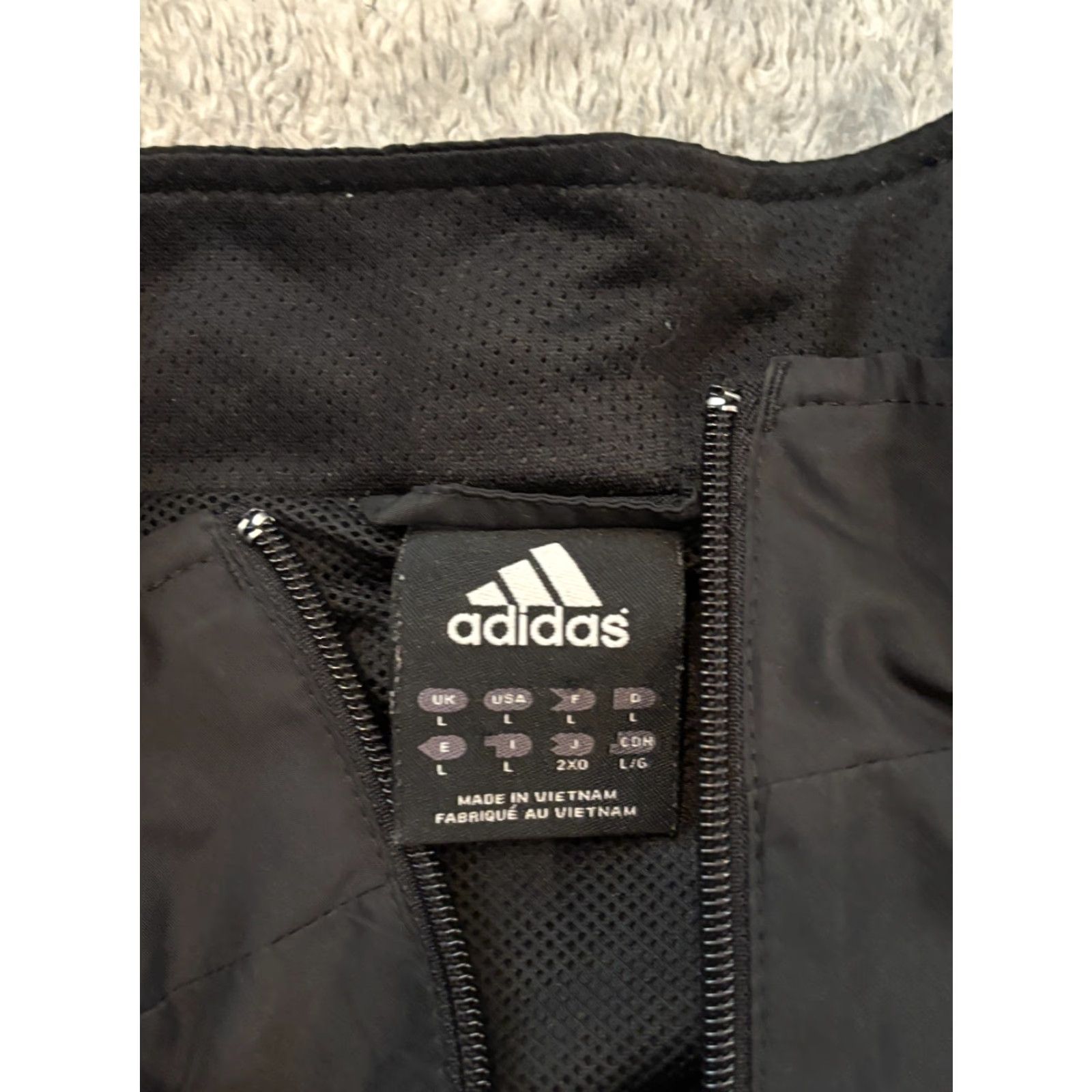 Adidas Adidas Windbreaker Jacket Mens Large Black Trefoil Track Full Zip Three Stripes Size US L / EU 52-54 / 3 - 3 Thumbnail