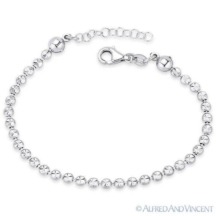 Other D-Cut Bezel Bead Link Chain Bracelet in .925 Sterling Silver Size ONE SIZE - 1 Preview