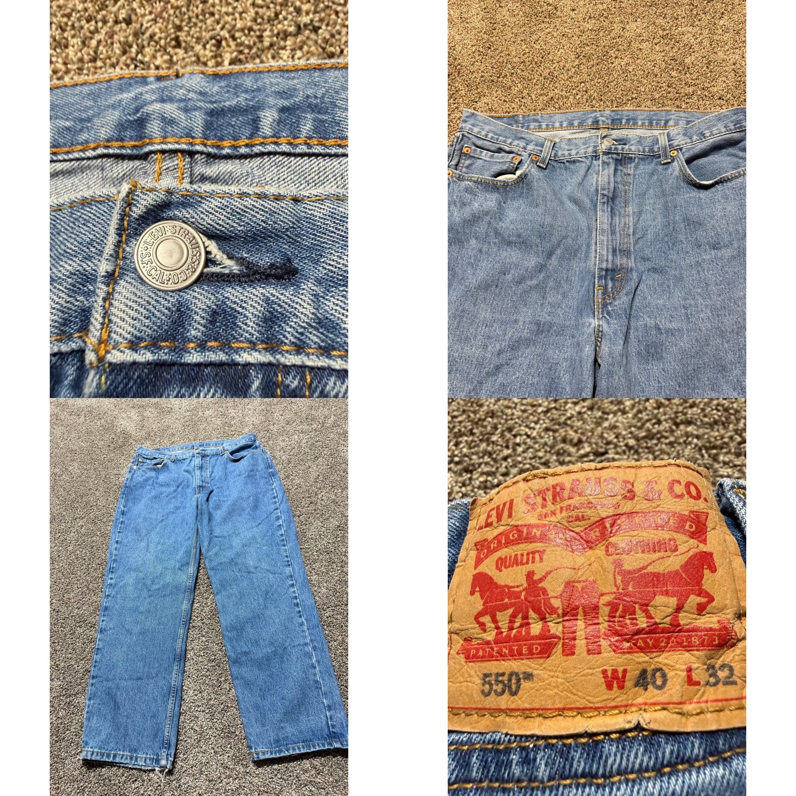 Levi's Levi's 550 Jeans Men 40 Blue Denim 40X32 Straight 100% Cotton Relaxed Size US 40 / EU 56 - 9 Thumbnail