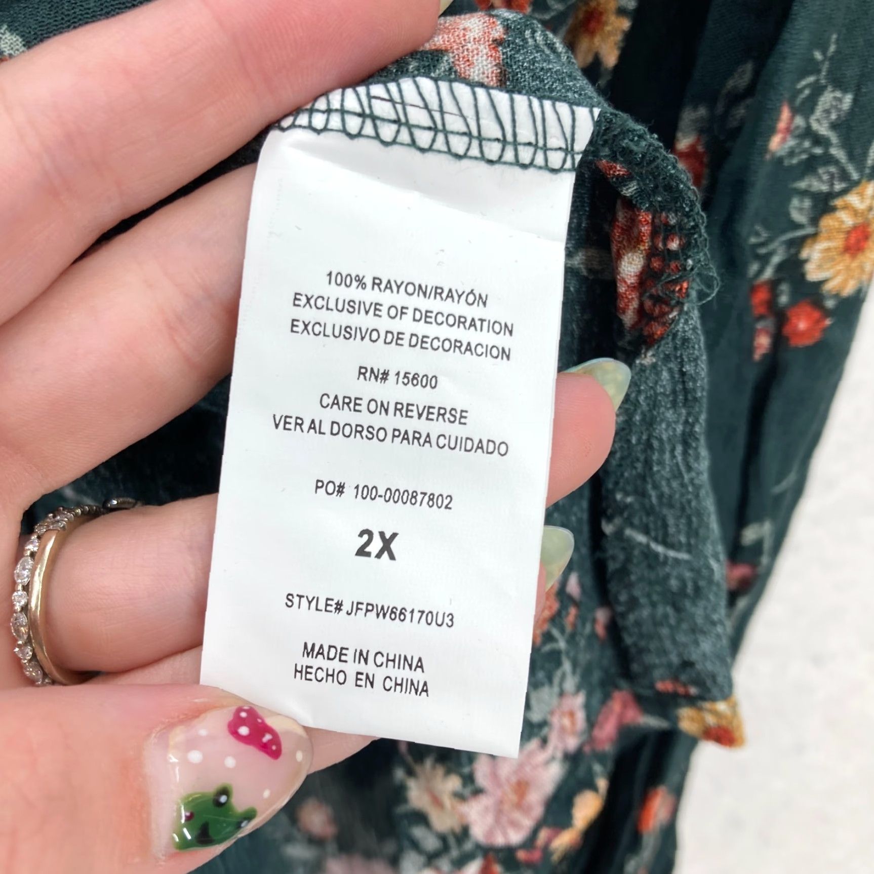 Vintage Mason & Belle Franceska Blouson Sleeve Top Women's 2X Green Floral Blouse Size XXL / US 16-18 / IT 52-54 - 7 Thumbnail