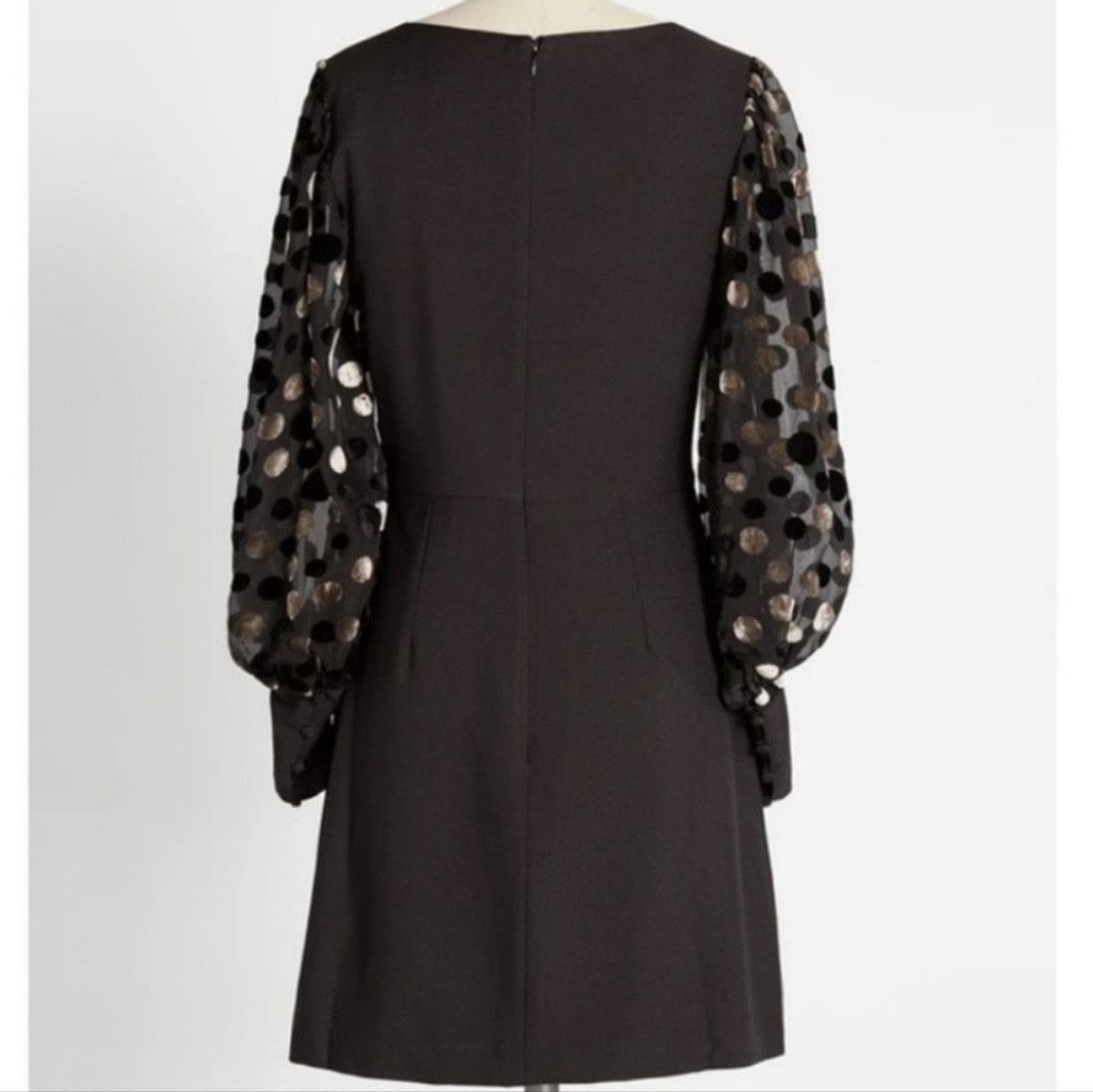 Hutch Hutch Black Flocked With Fab sheer long sleeve dress sz 6 Size M / US 6-8 / IT 42-44 - 2 Thumbnail